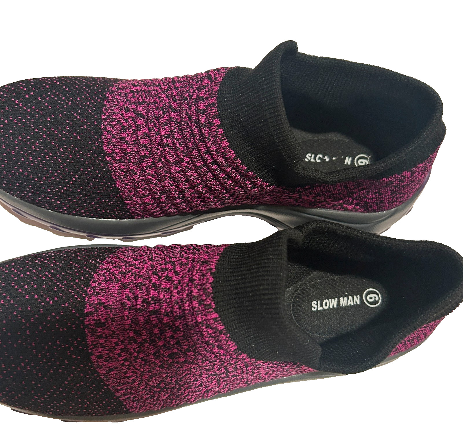 Slow Man Women’s Walking Shoes Sock Sneakers Purple/Black Size 9