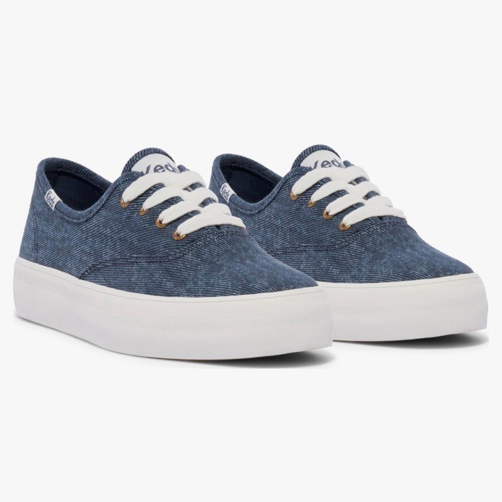Keds Champion Gender Neutral Canvas Lace Up, Dark Blue Canvas Shoes Unisex