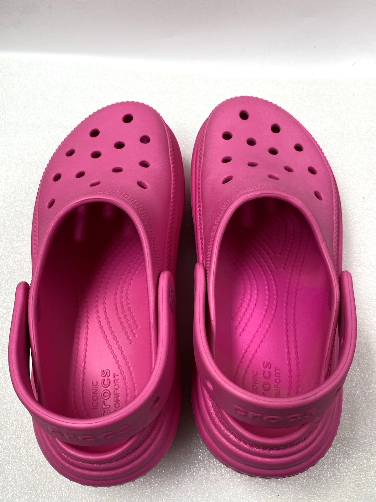 Crocs Unisex Pink Crush Durable Croslite Platform Clogs Size 7/9