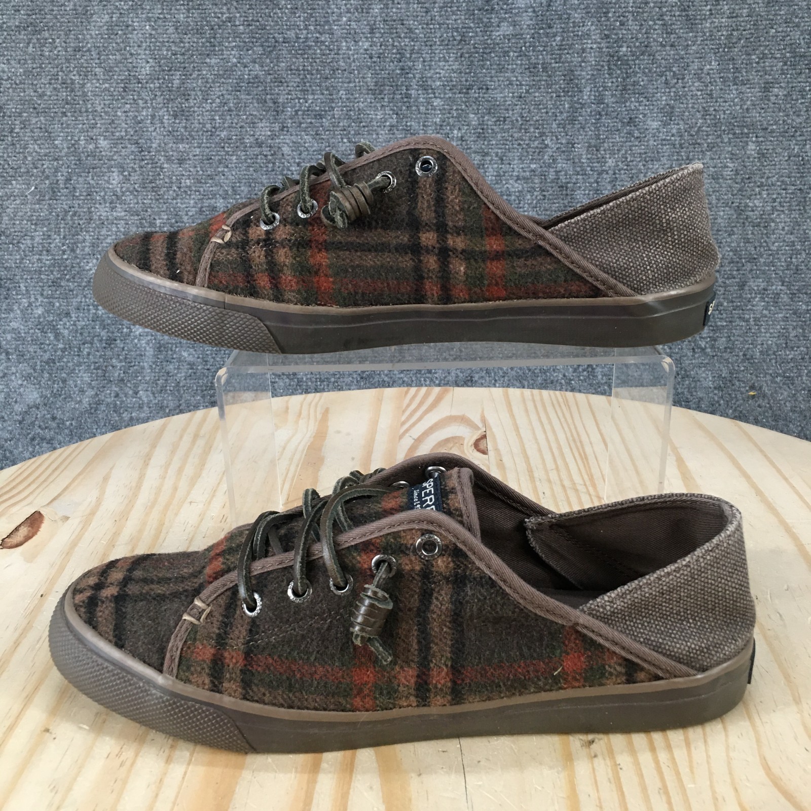 Sperry Seacoast Isle Plaid Shoes Womens 8.5 M Slip On Sneakers Brown STS96986