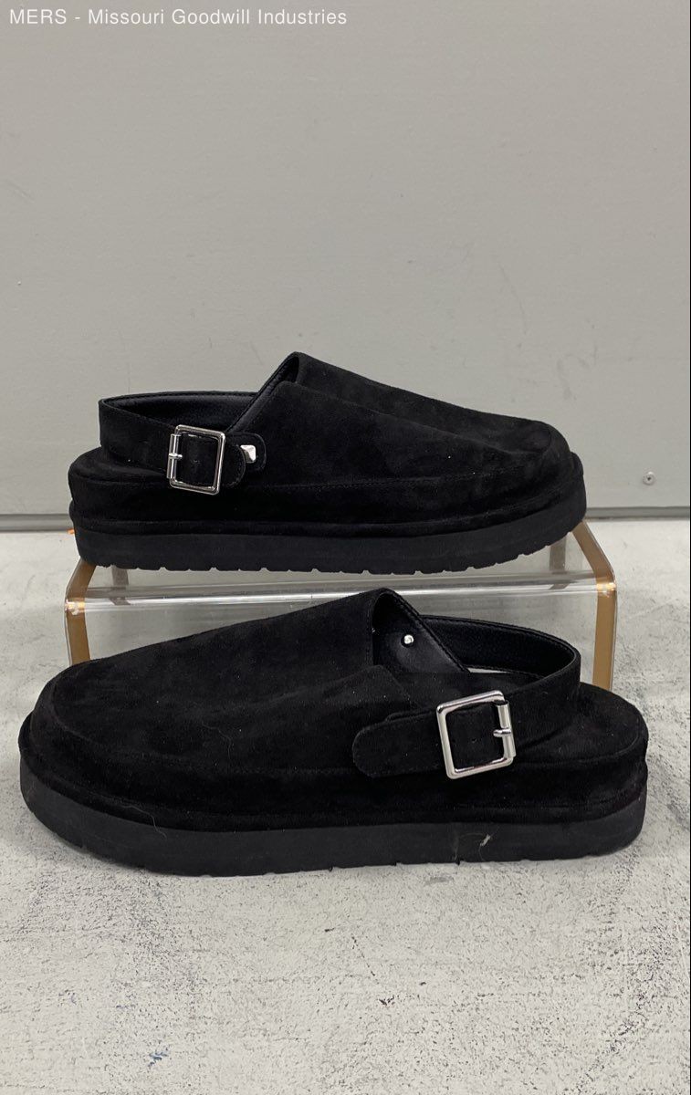 Madden Girl Grahamm Black Suede Textile Platform Backstrap Clogs Women’s Size 9