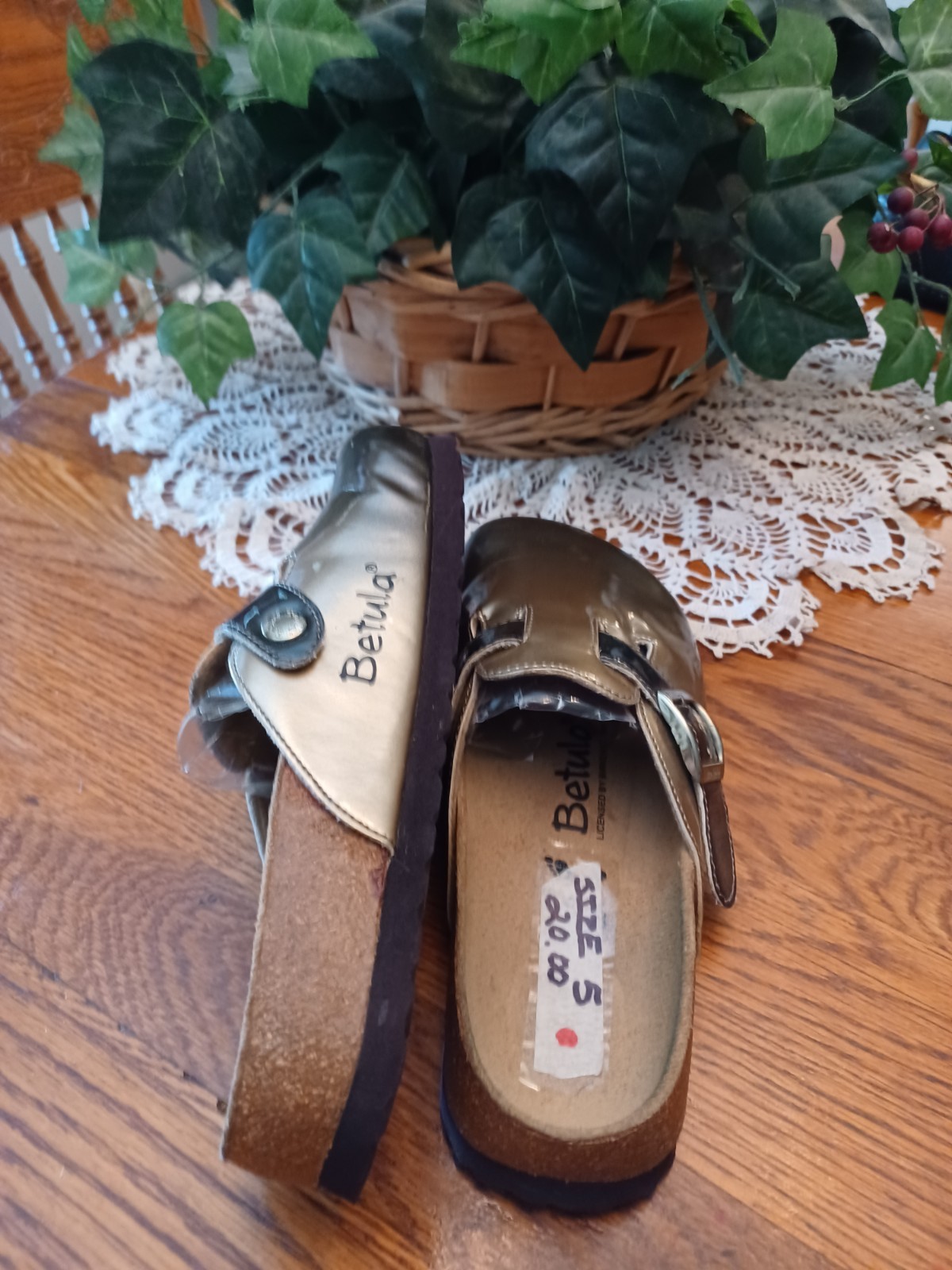 Womens Bronze Colored Betula Mule Shoes size 5 / 36