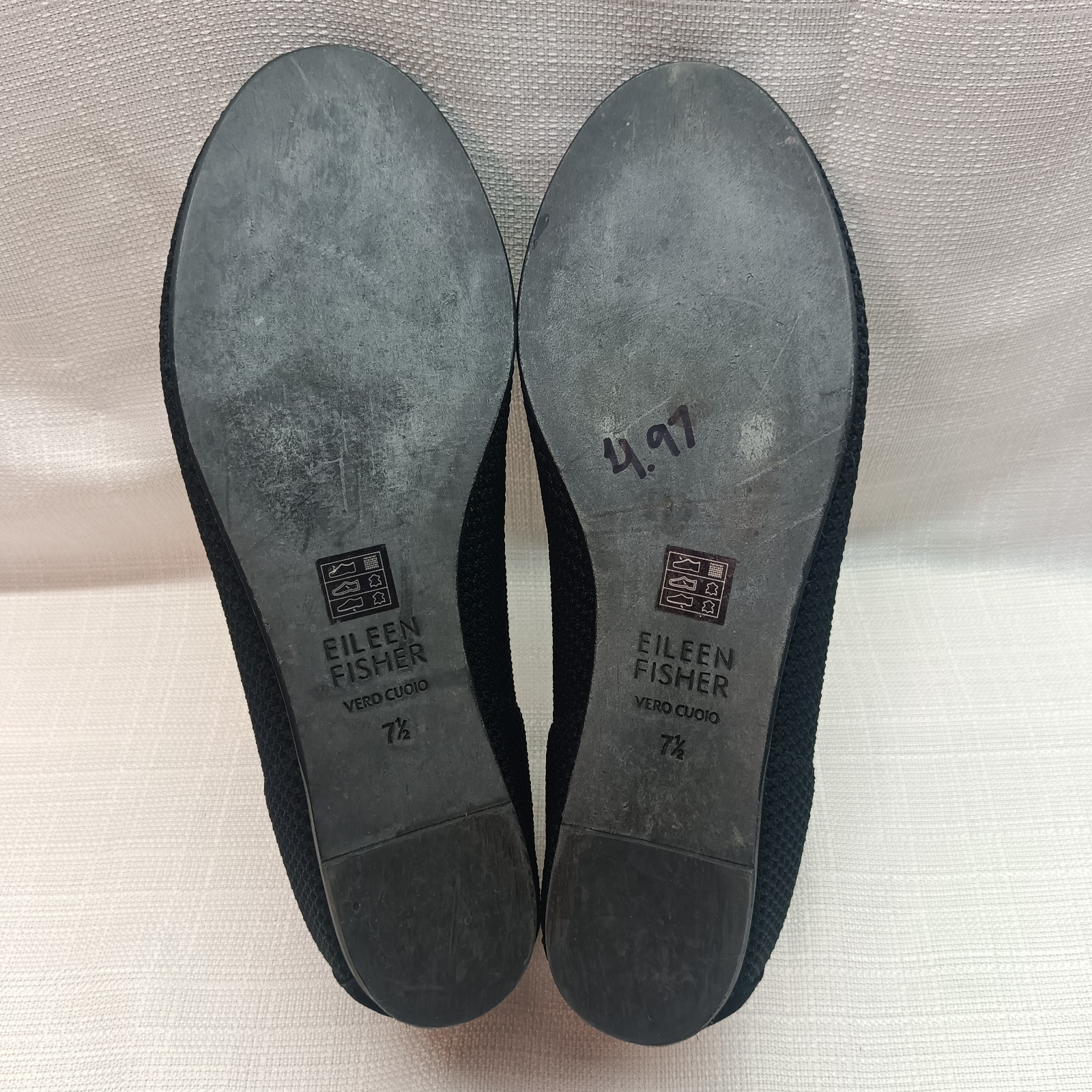 Eileen Fisher Heaven Black Stretch Knit Low Hidden Wedge Ballet Flats Womens 7.5