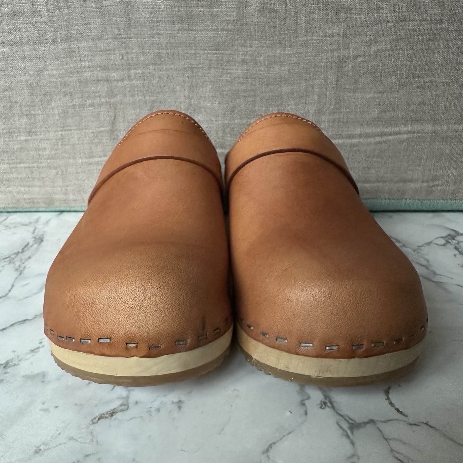 Sandgrens Tokyo Classic Clog Mule Caramel Saddle Tan Brown Size 36 US 6 EUC
