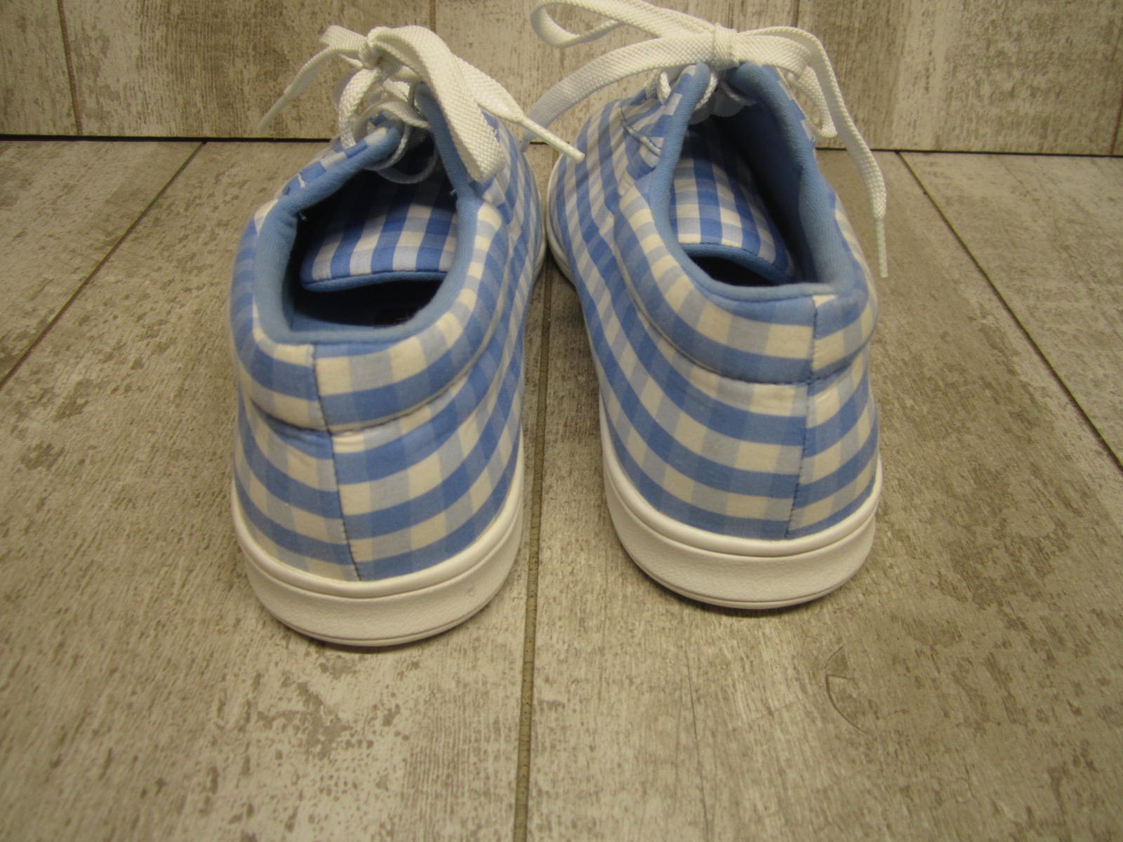 Easy Spirit Womens Blue White Check Cloth Comfort Shoes Size 8.5 W