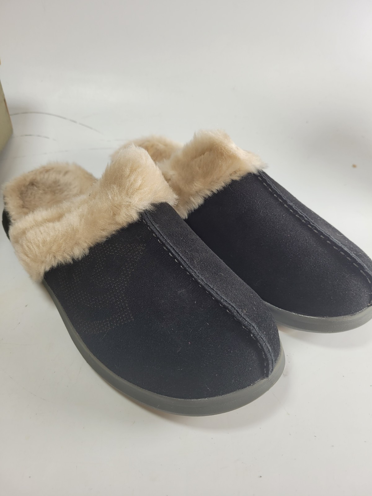 Spenco Supreme Women’s Slide Shoes Black Suede Shearling Size US 8