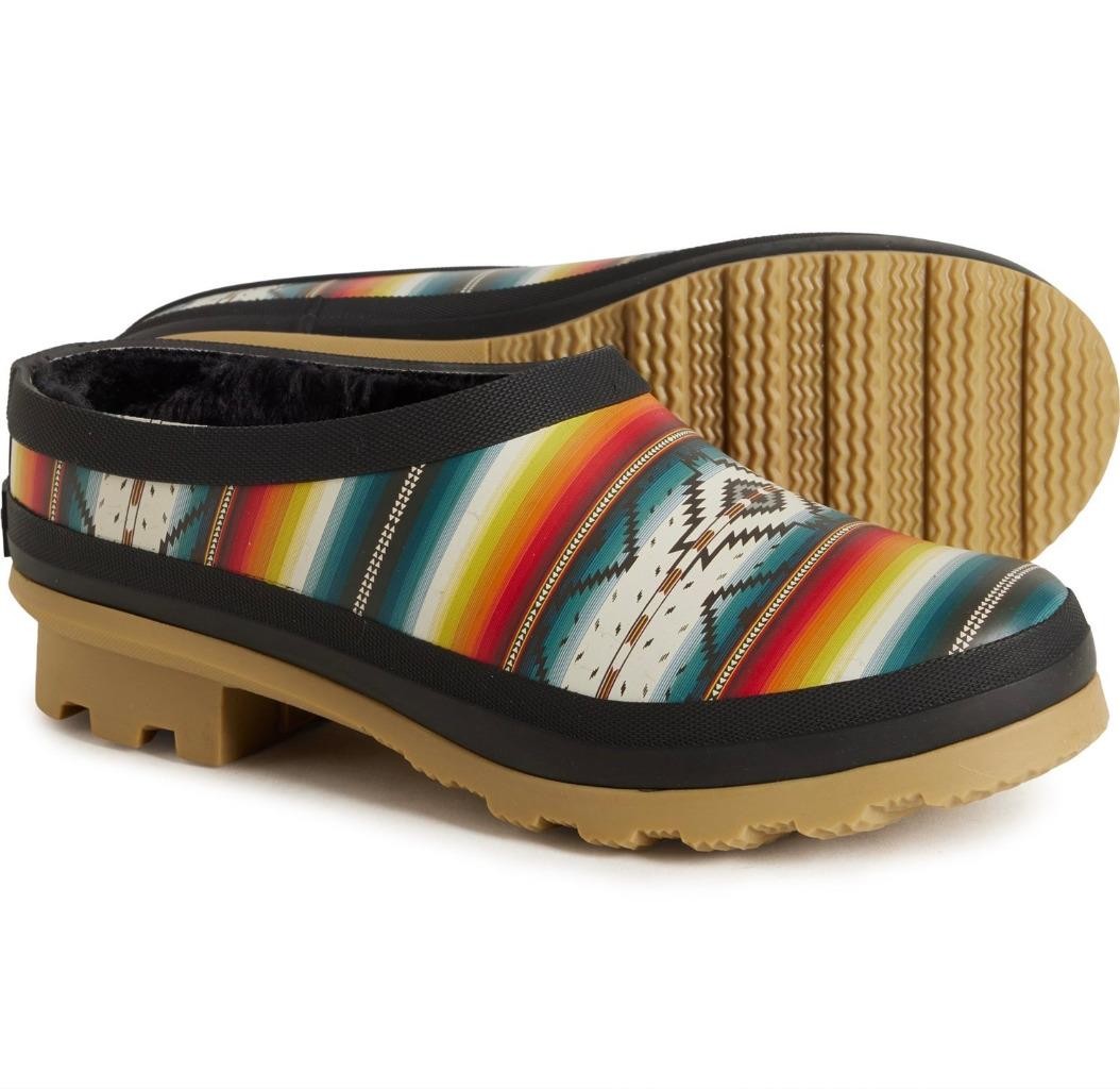 New NIB Pendleton Saltillo Sunset Faux-Fur Lined Gardening Rain Clogs 6 7 8 9 10