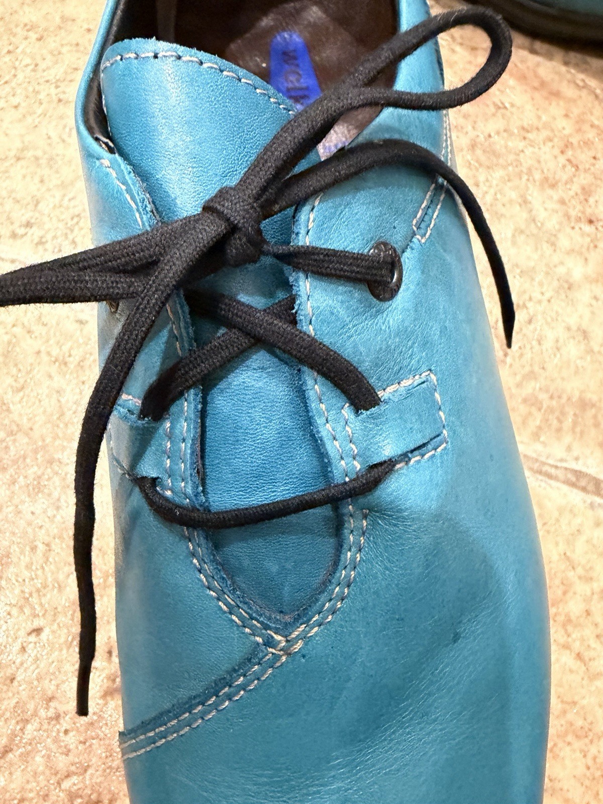 Wolky Rosa Leather Shoes Comfort Oxfords Peacock Teal blue Women Sz 42 11 EUC