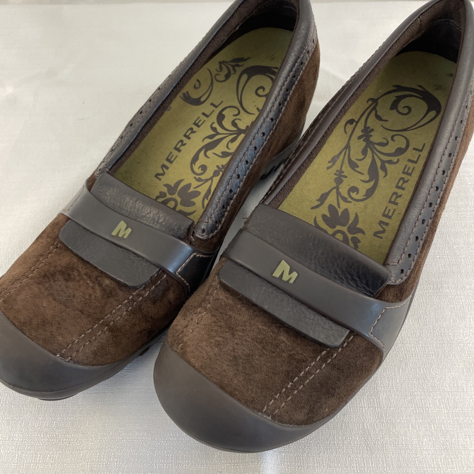 Merrell Plaza Moc Slip On Loafers Womens 6.5 Casual Round Toe Leather Brown