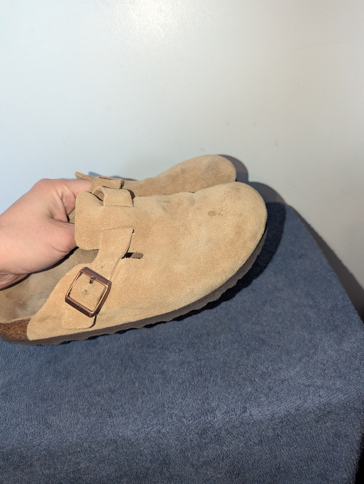 Birkenstock Boston Clogs Womens Size EU 41 US 10 Latte Cream Suede Narrow