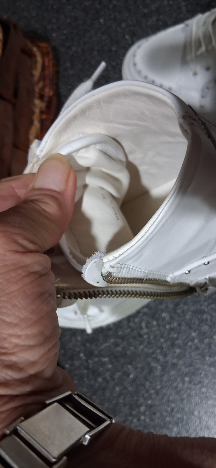 Zadig & Voltaire Designer Studded Hi Top Sneakers White Leather Womens 8 8.5