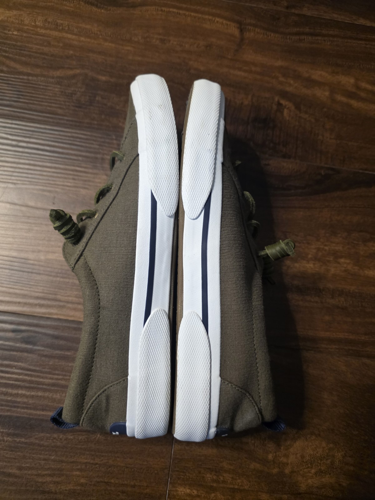 Sperry Top Sider Boat Shoes Womens 10 Crest Army Green Canvas Casual STS85742