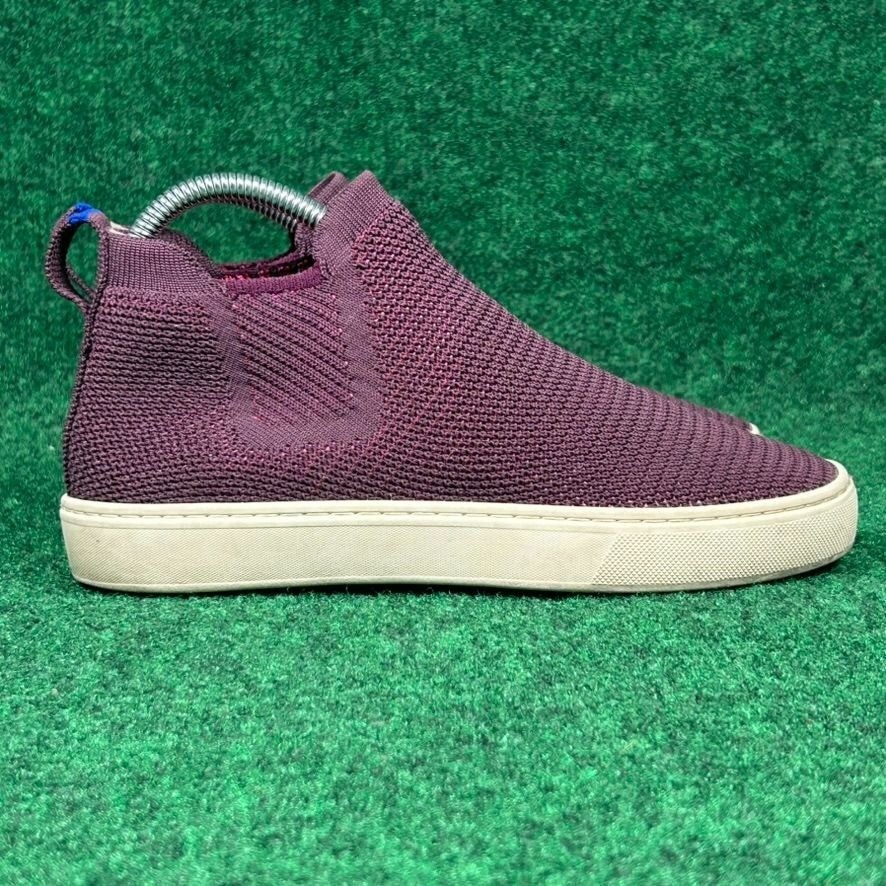 Rothys Sustainable Knit Chelsea Slip On Ankle Sneaker Womens 6.5 Plum White