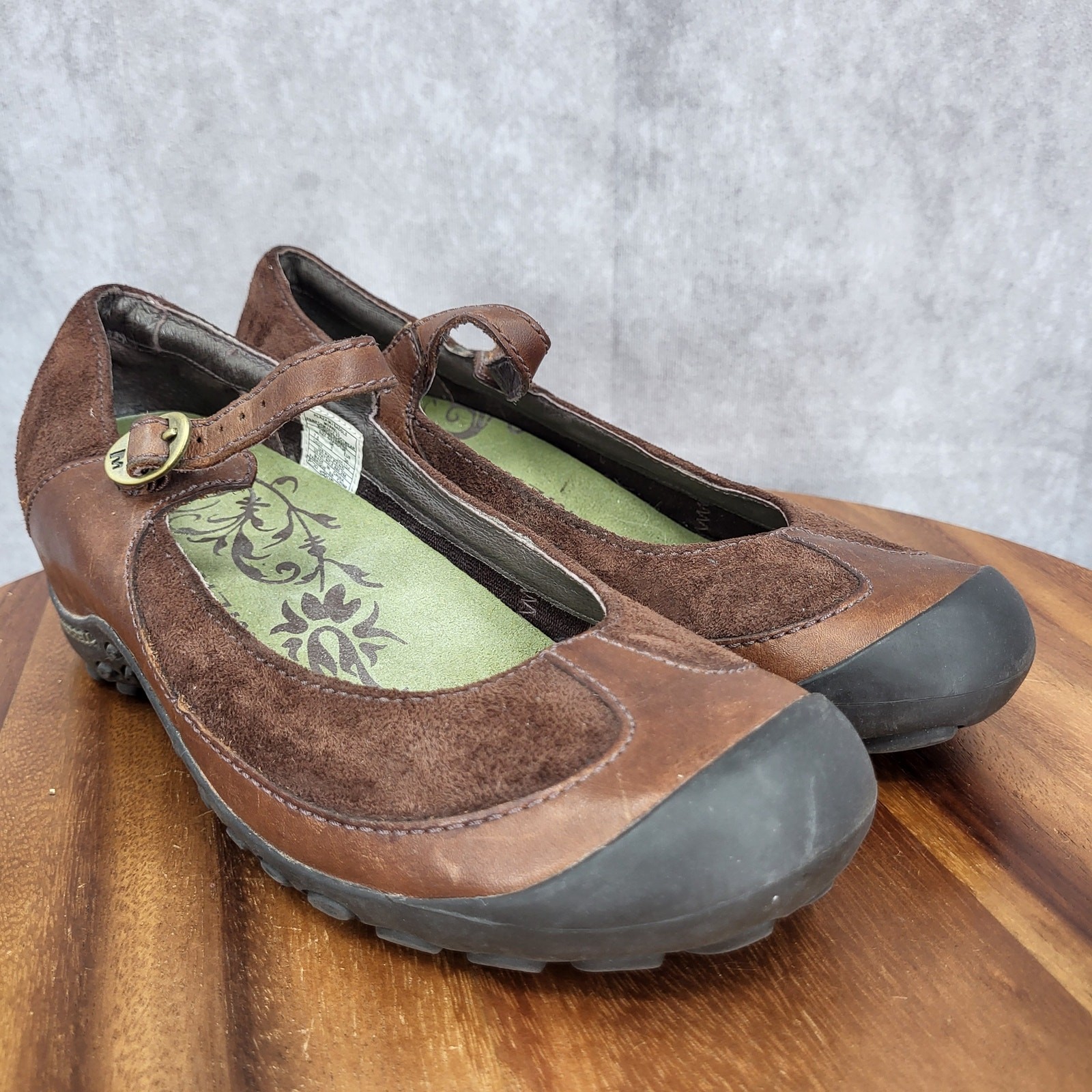 Merrell Mary Jane Shoes Womens 7.5 Brown Leather Plaza Saddle Comfort Shoes