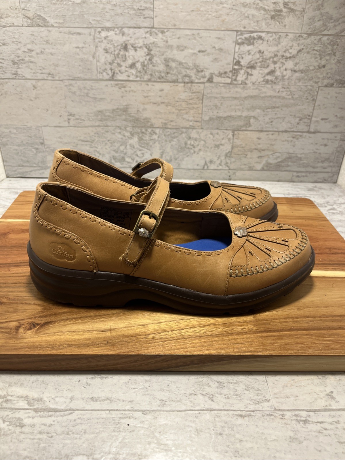 Dr Comfort Paradise Women’s Sz 8.5 M Saddle Tan Leather Diabetic MJ Shoes – NEW