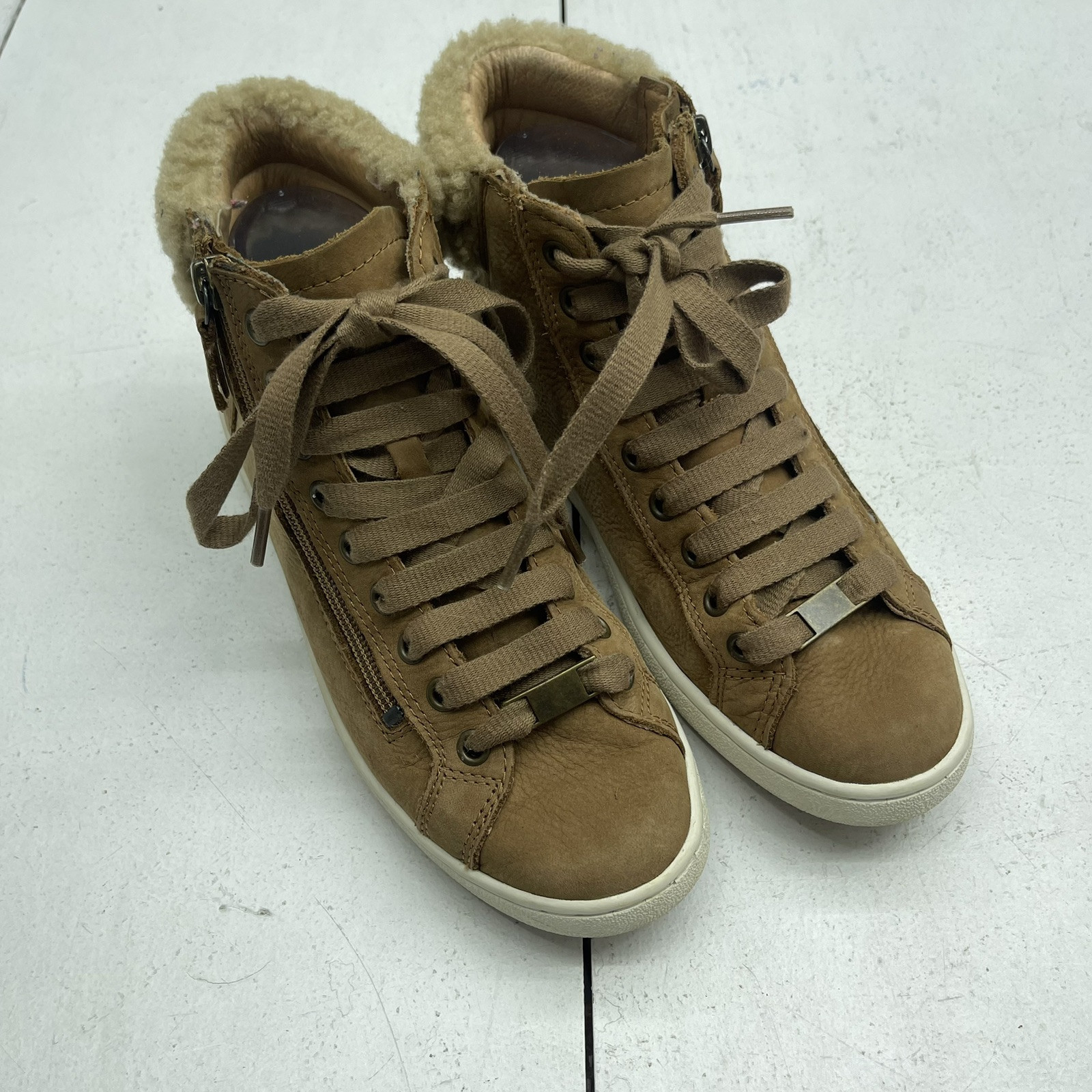 Ugg Olive 1019716 Chestnut Brown Leather High Top Lace Up Sneaker Women’s 7.5