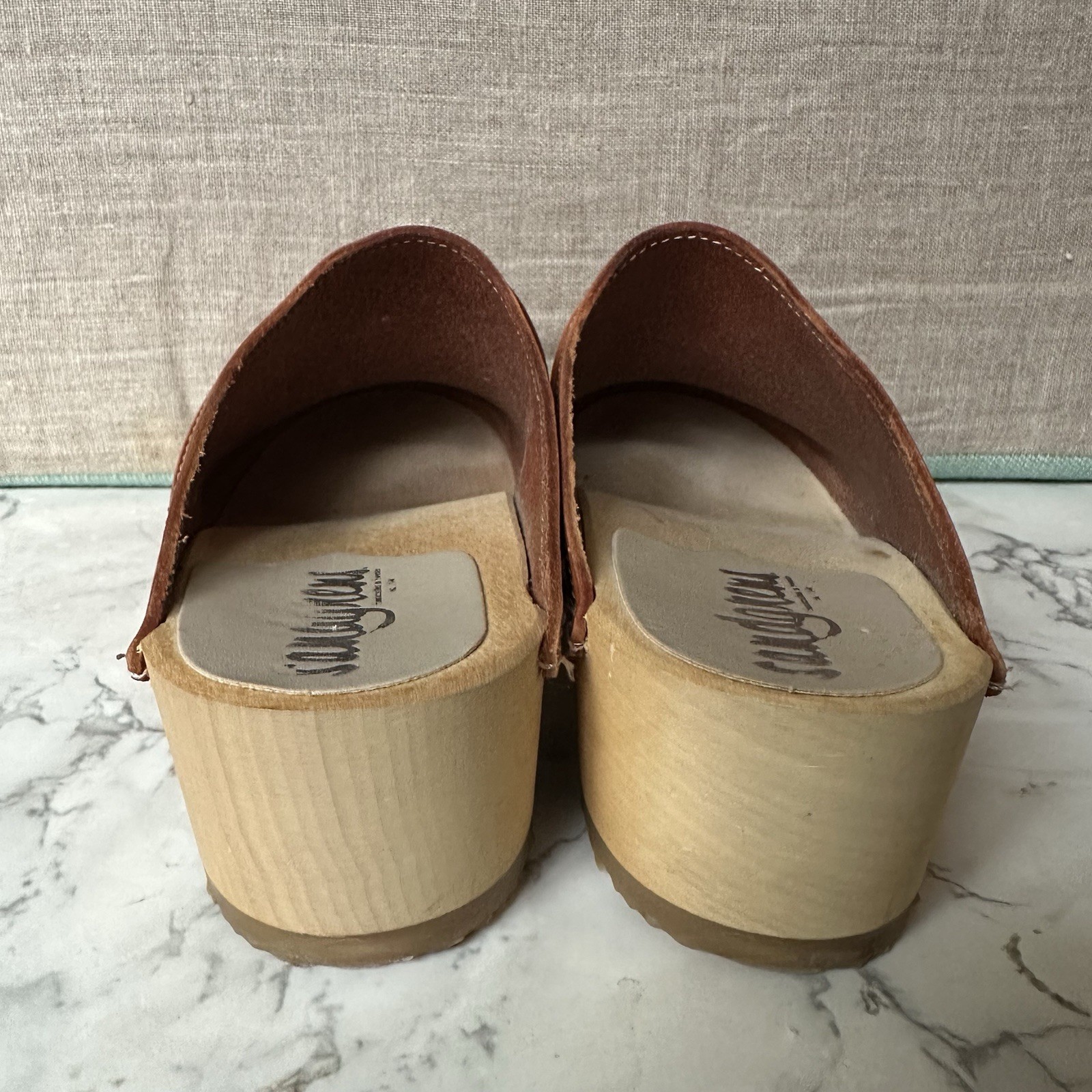 Sandgrens Tokyo Classic Clog Mule Caramel Saddle Tan Brown Size 36 US 6 EUC