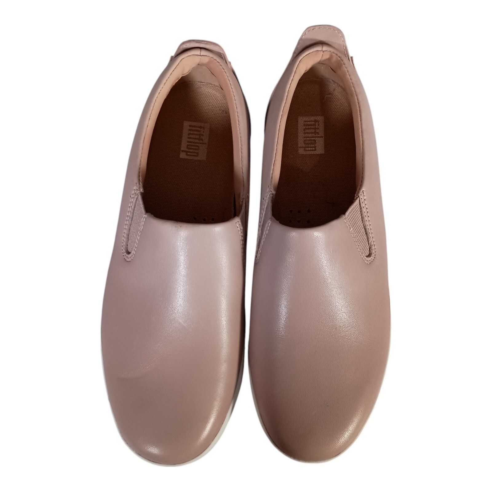 Fitflop Shoes 5 Womens Beige Sania Skates Leather Sneaker Flat Closed Toe Low