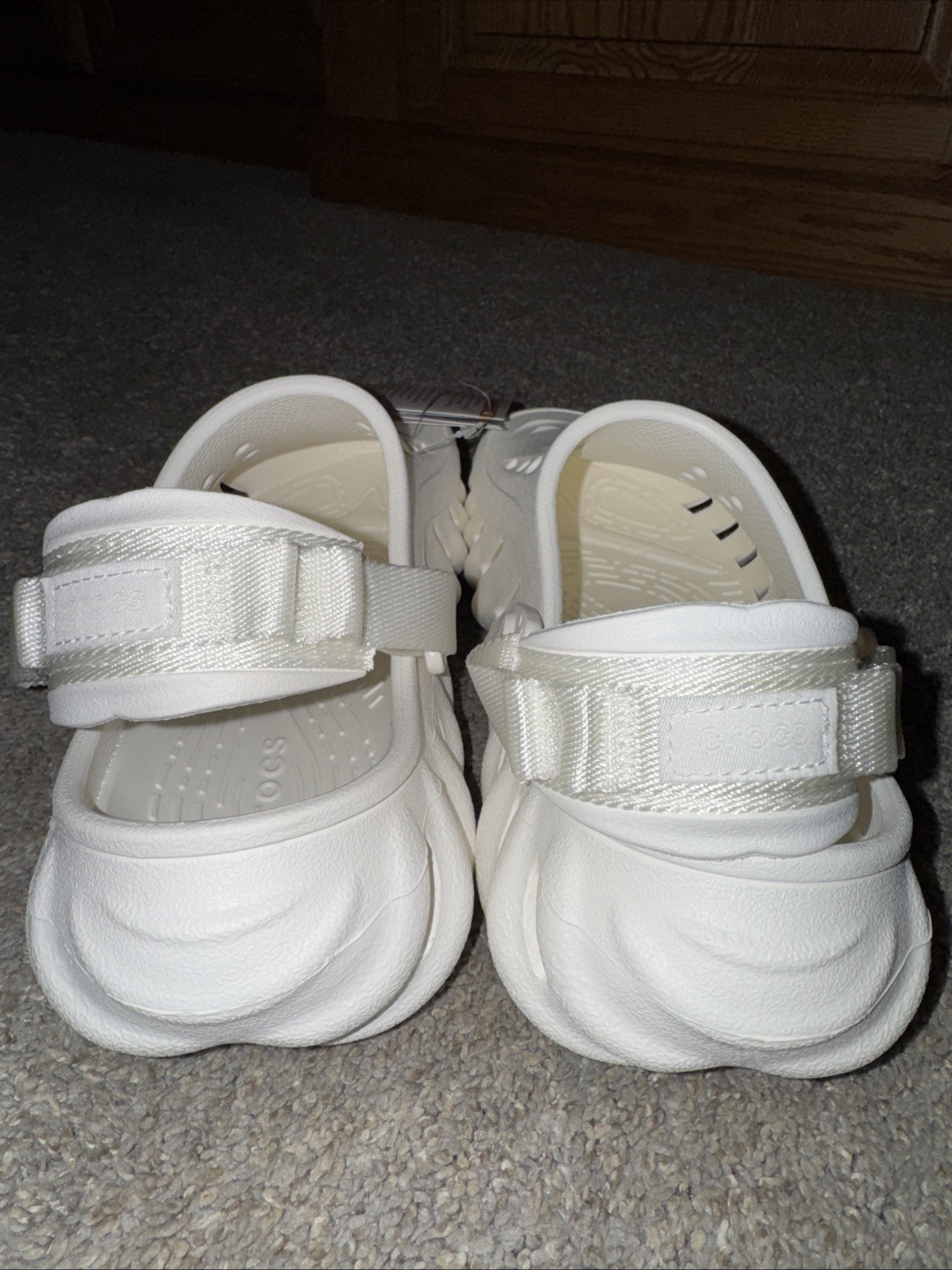 Platform Crocs Echo Clog White Womens 7 Mens Sz 5 Mules 207937 Tags Cloth Strap