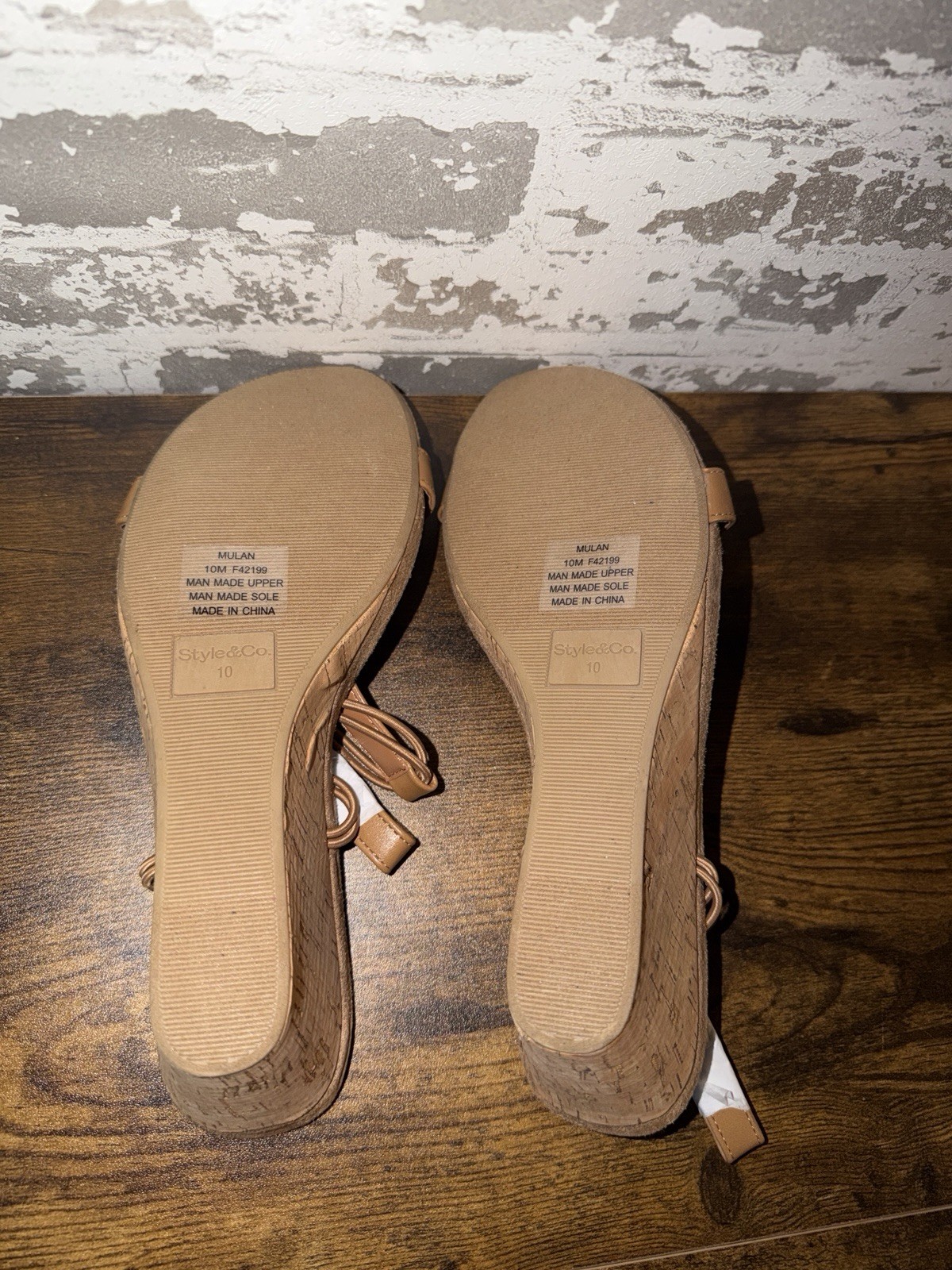 NEW! Style & Co Mulan Wedge Sandals Shoes – Cork Textured – Size 10M