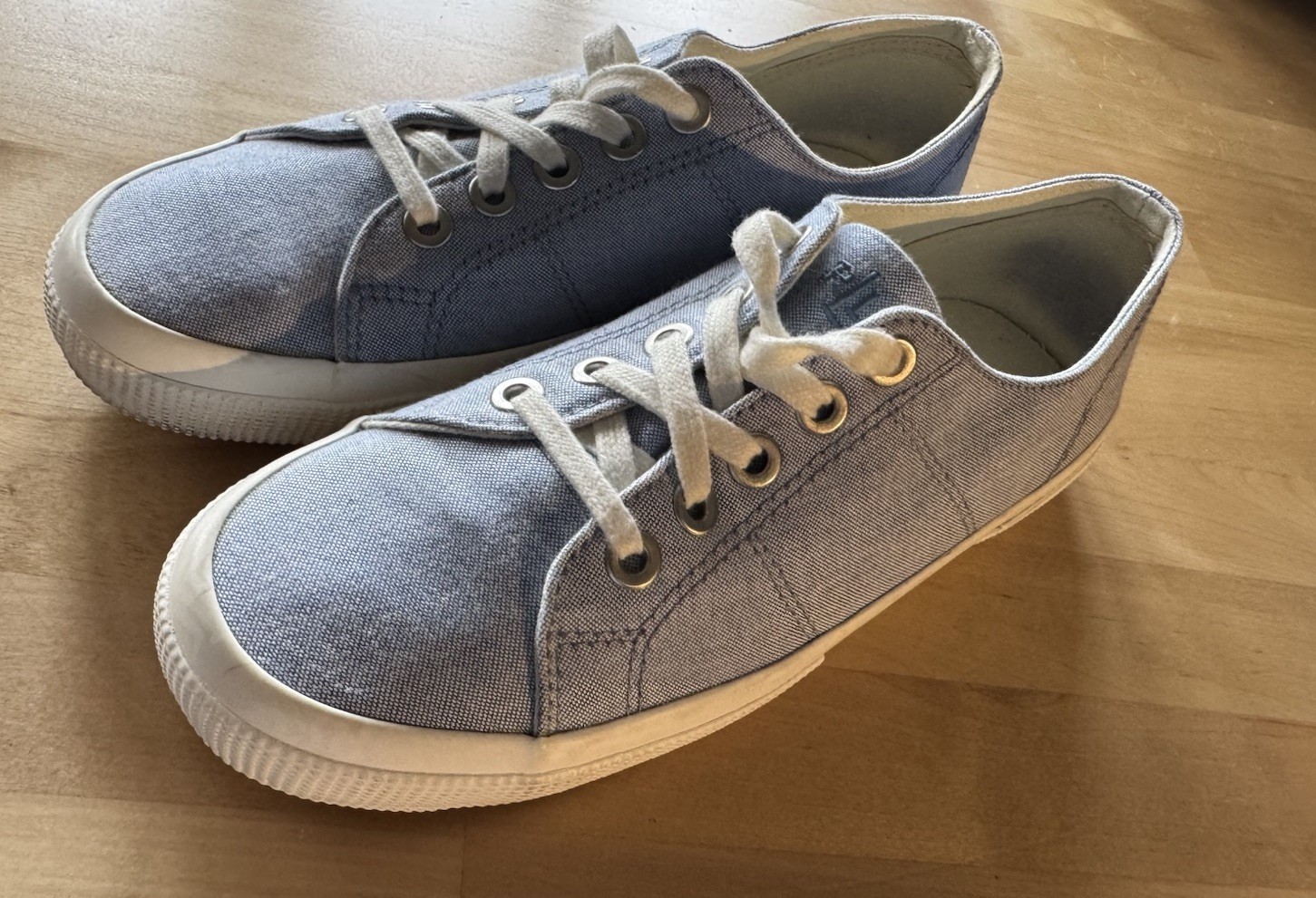 L RALPH LAUREN Jolie Womens Blue Oxford Cloth Lace Up Casual Sneakers 9B
