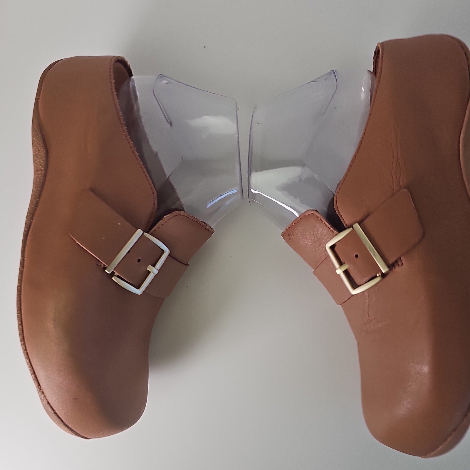 FitFlop Shuv Leather Buckle Clog Shoe Women EU 38 US 7 Wedge Slide Slip On Mule