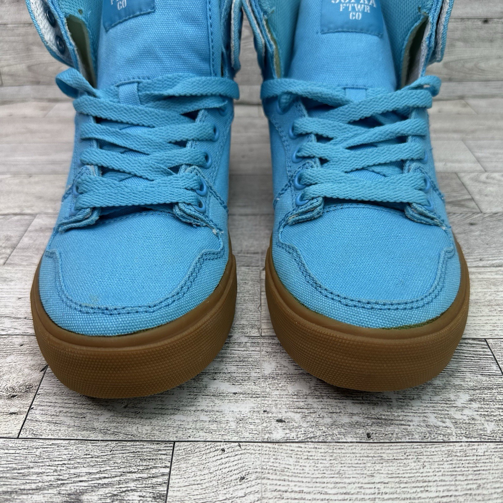 Supra Vaider Women’s 8.5 Shoes High Top Blue Canvas Skate Gum Soles