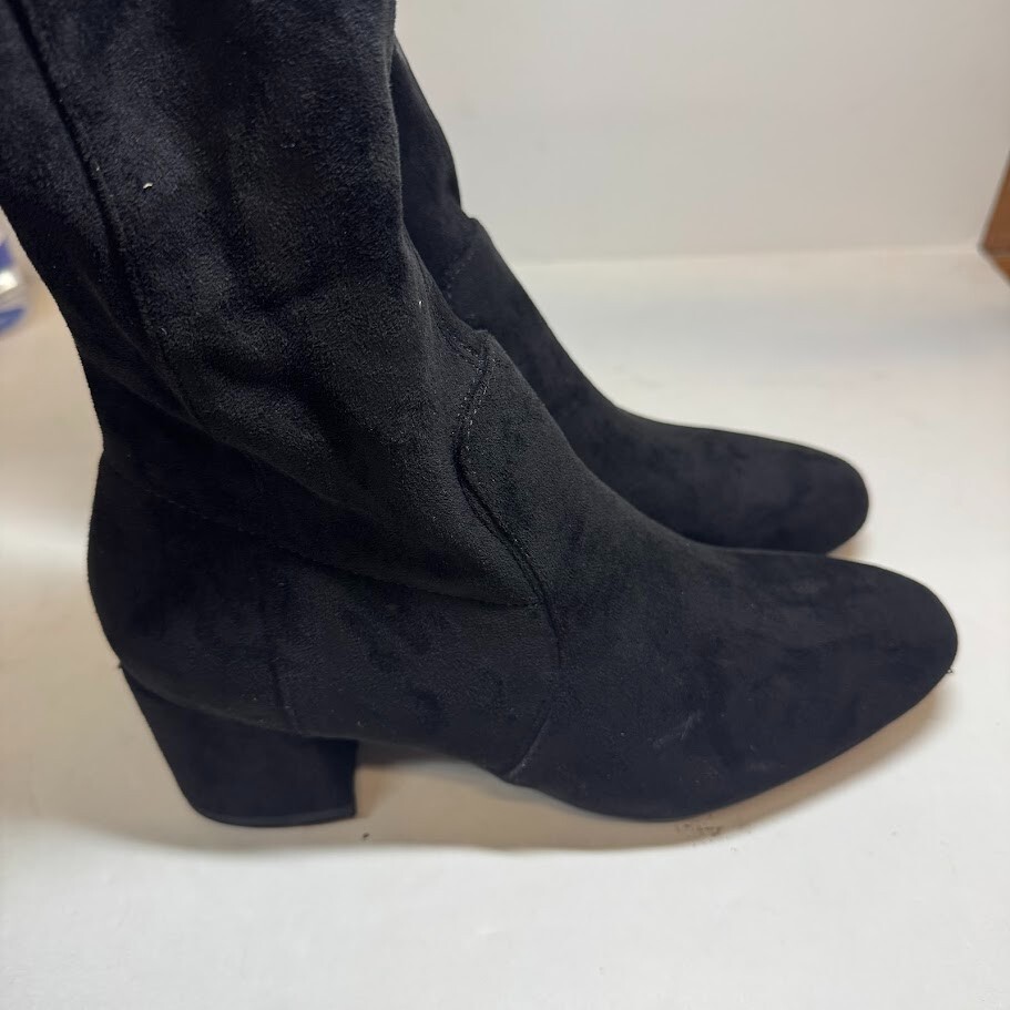 Sugar Womens 9.5 M Black Microsuede Zip Up Over The Knee Boots NIB YS6