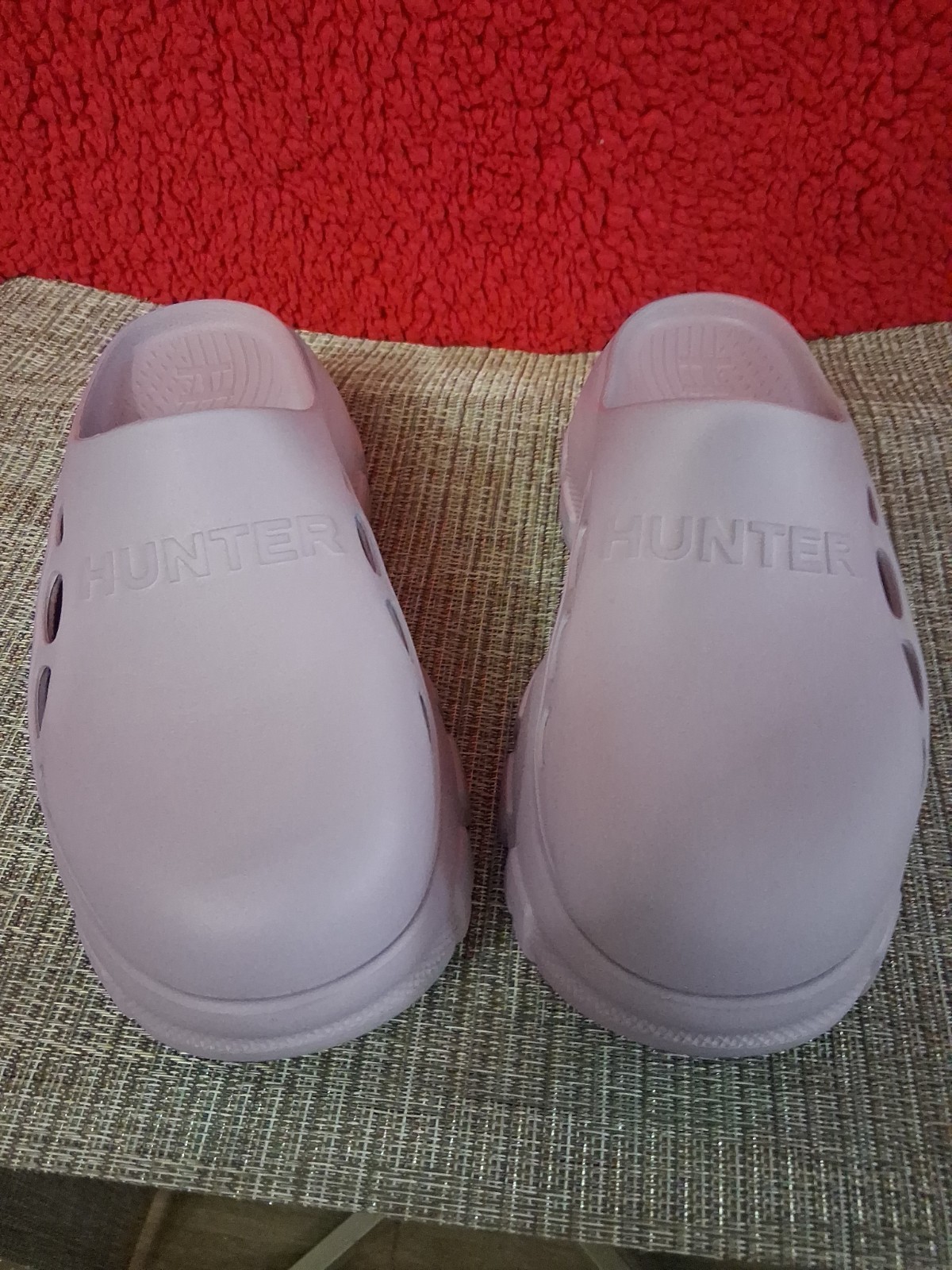 Hunter Bryce Purple Platform Mules Slip Ons Slides Clogs Size 9 .