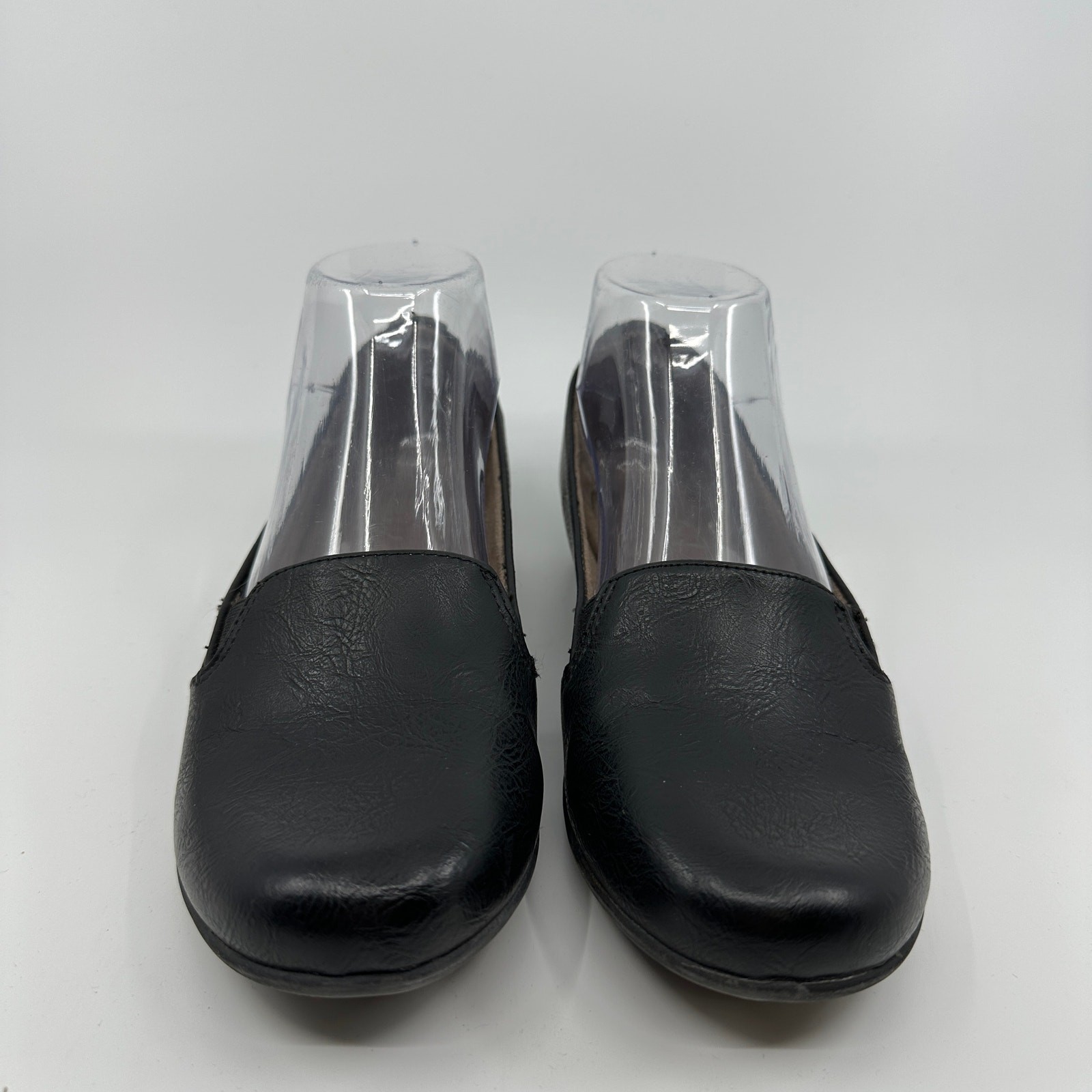 Natural Soul Shoes Womens US 5M Black Faux Leather Gabber Flats Round Toe Casual