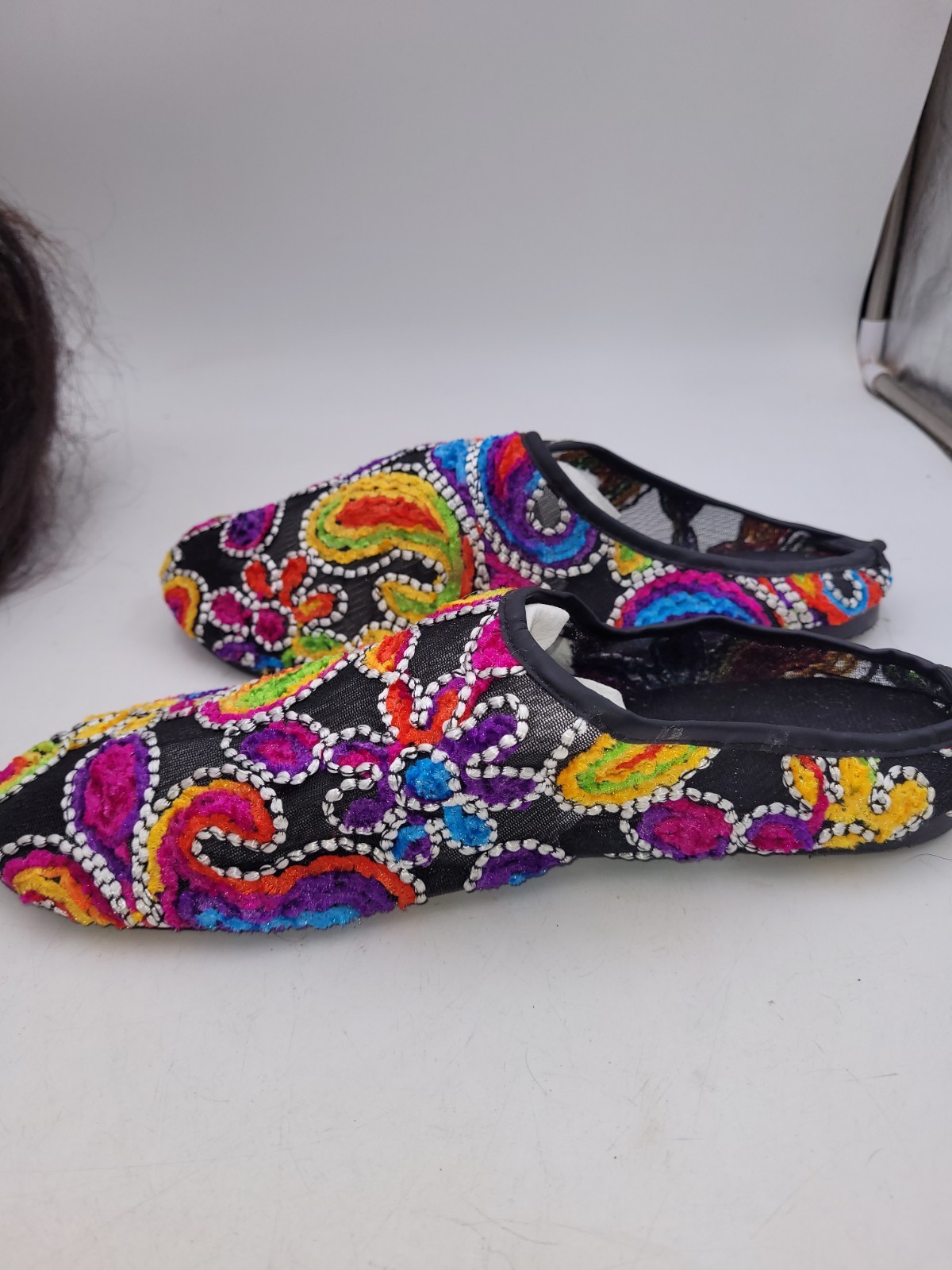 Boho Embroidered Floral Platform Slip On Shoes EU 42 US Women 11-11.5