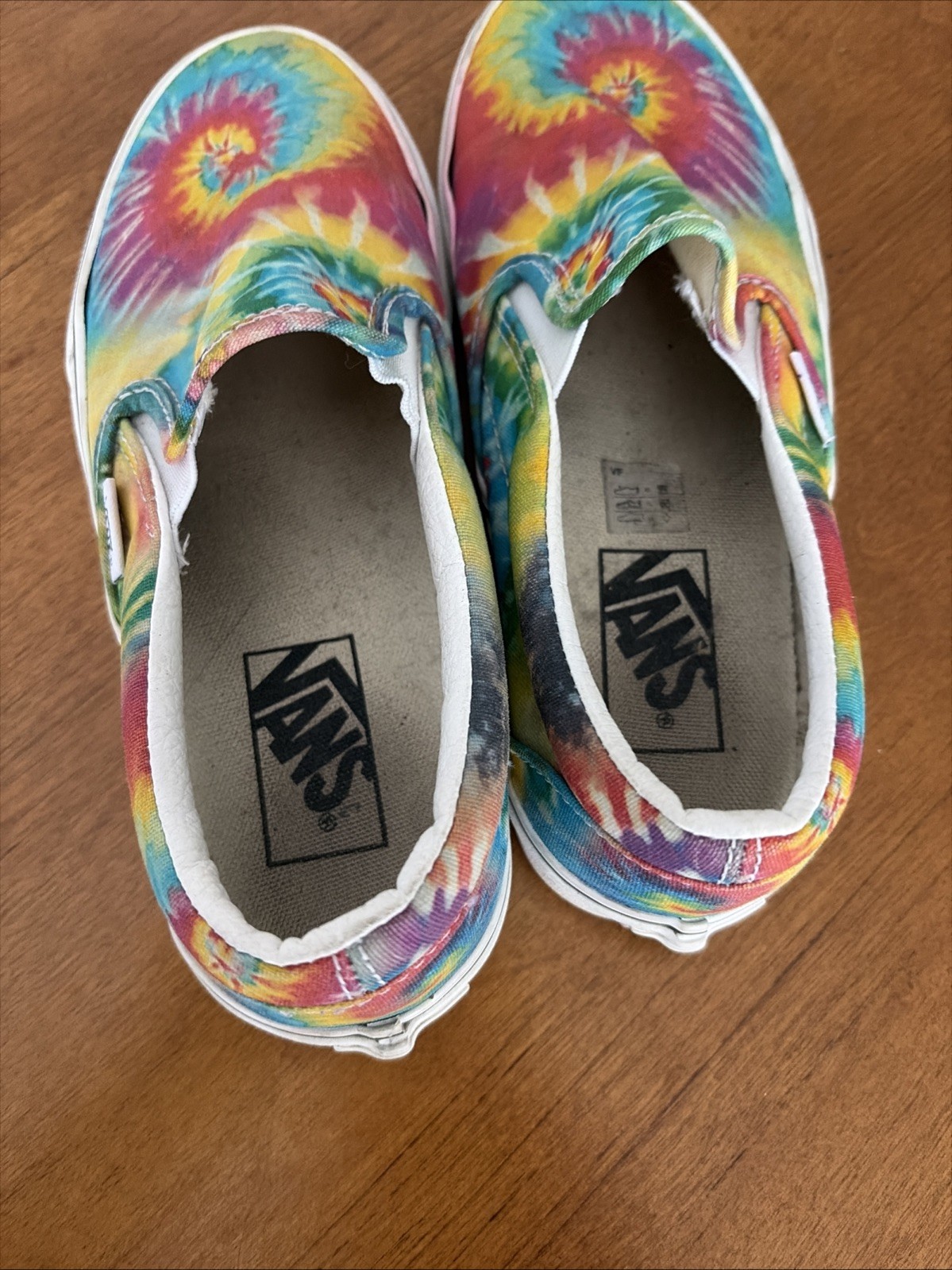 Vans Rainbow Tie-Dye Classic Slip-On Skate Shoes Size M 5 W/6.5