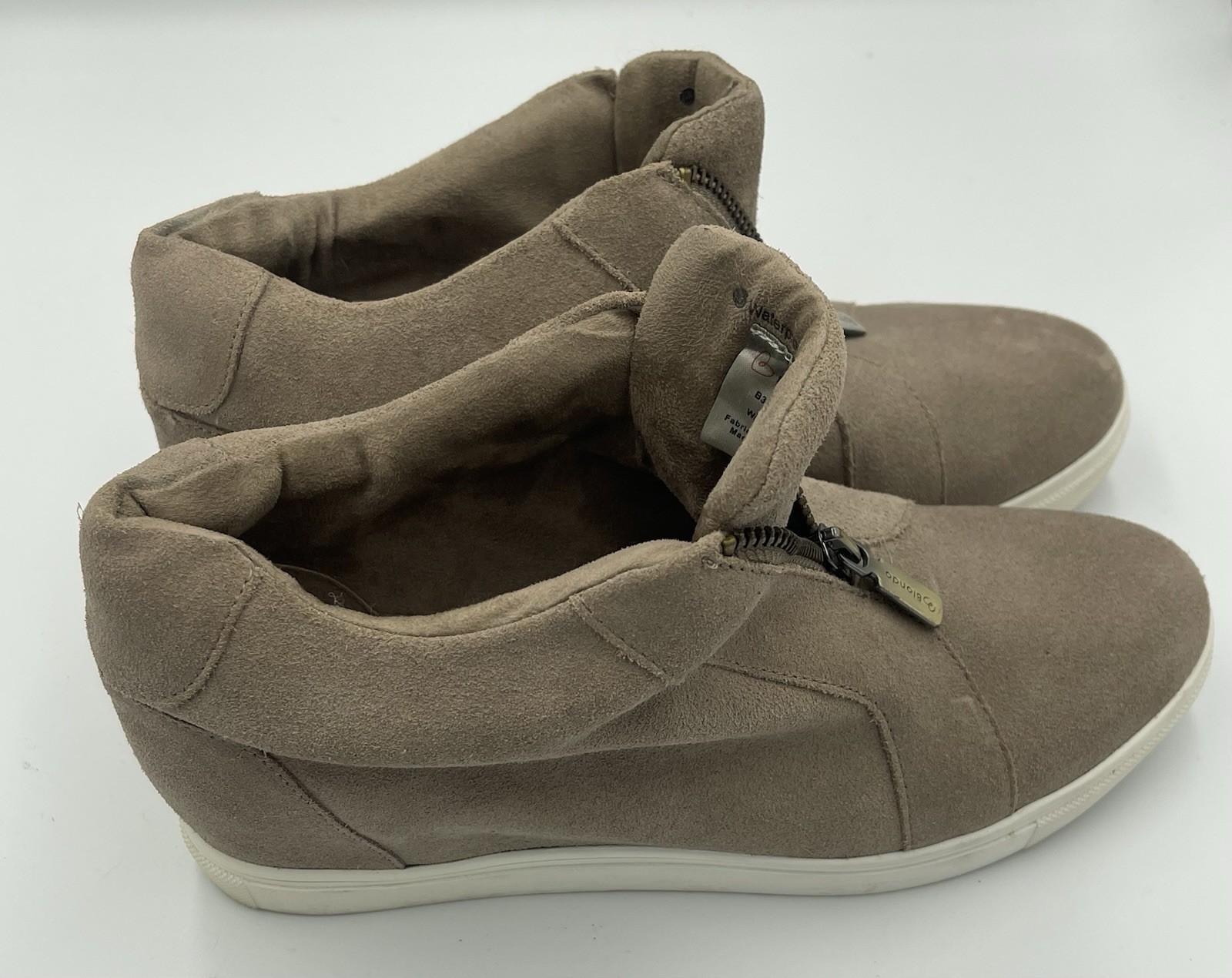 Blonde Glenda Waterproof Suede Zip Up Hidden Wedge Heel Sneaker Sz 8.5M
