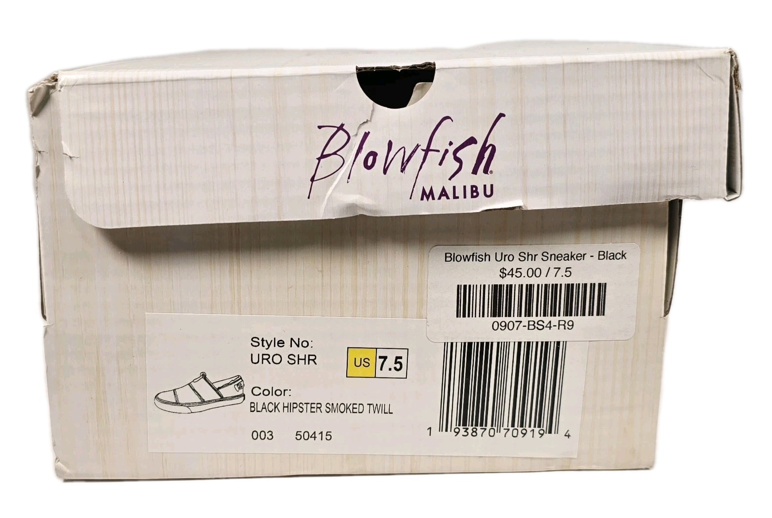 Blowfish Malibu URO SHR Black Hipster/Smoked Twill Women’s Sneakers Size 7.5
