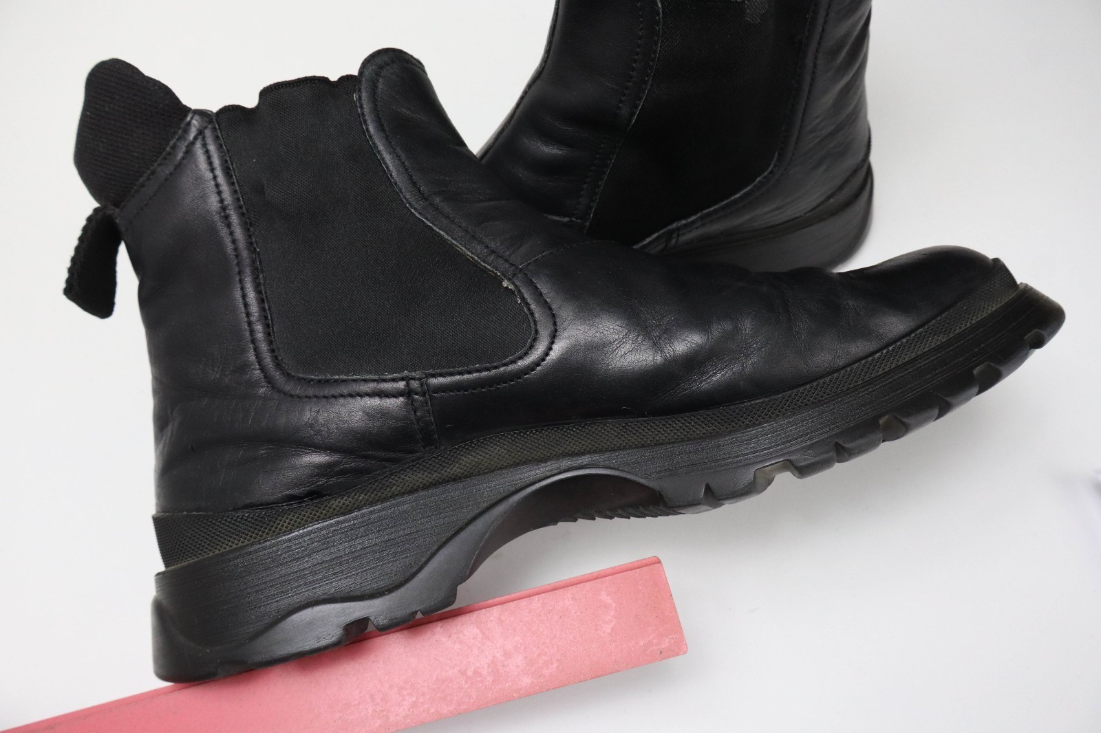 PRADA Shoes Womens (EU) 40 Leather Black High Top Round Slip On Boots