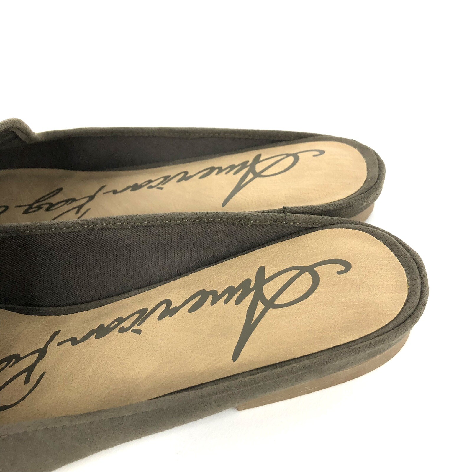 American Rag Womens Size 7.5M Ninna Fabric Pointed Toe Mules Olive