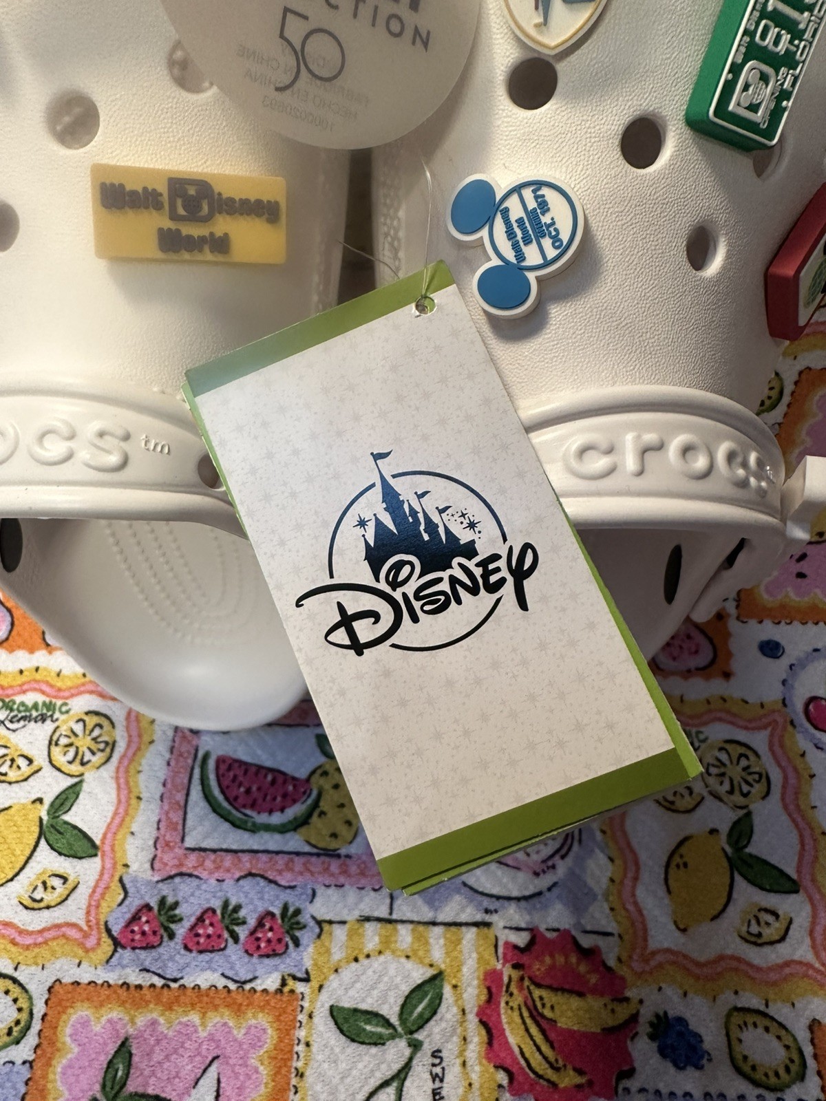 NWT❤️Crocs Classic M5/W7 White DTP License Plate Disney Vault Collection Clogs🥳