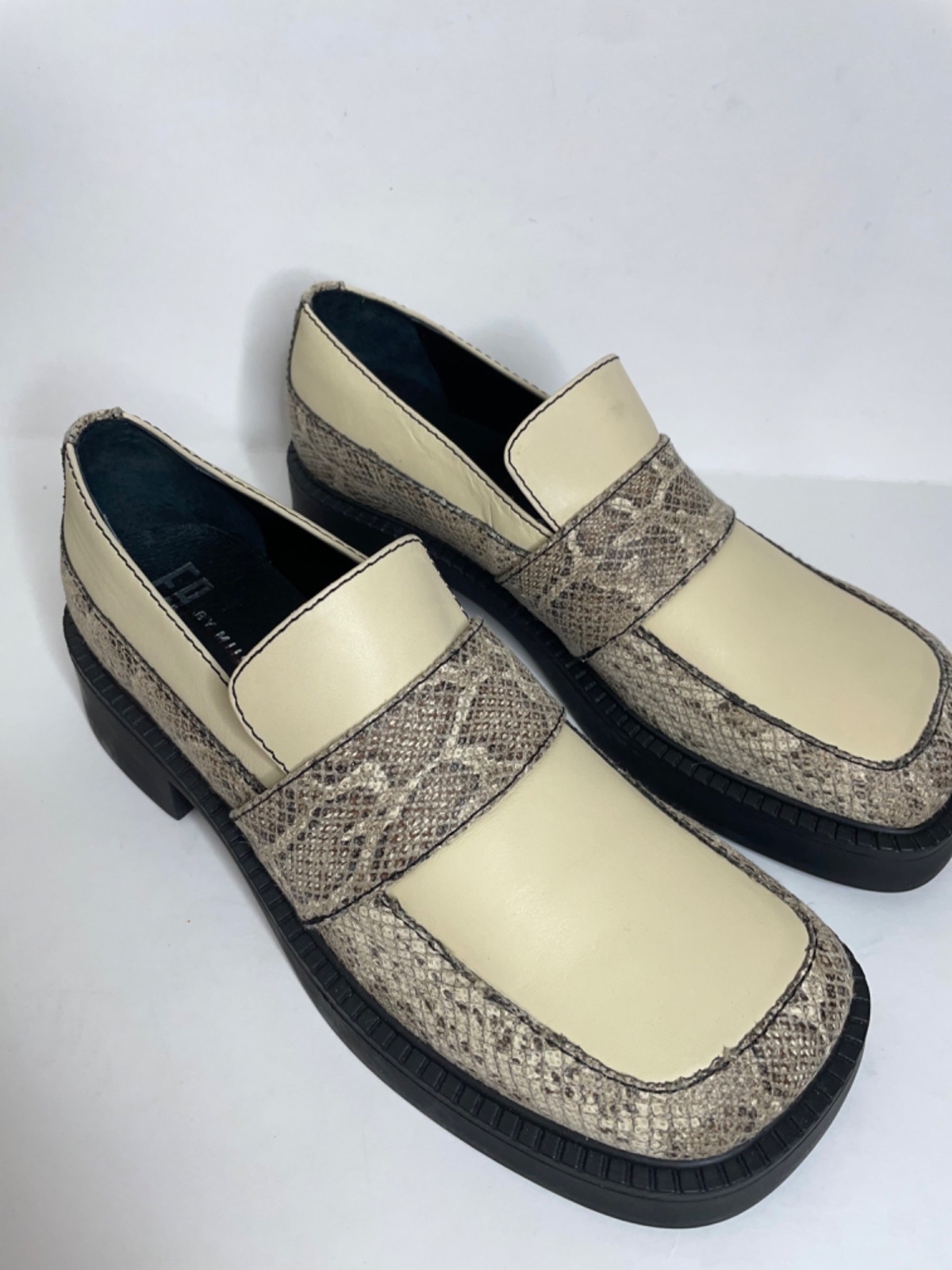 Urban Outfitters E8 by Miista Iona Cream Snake Leather Loafer Size 41 US 10.5 NE