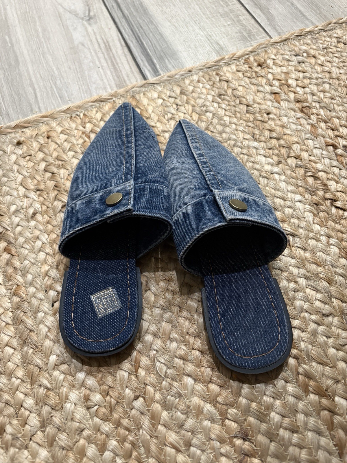 Guoranduo Shoes Womens 41 Slip On Mules Denim Casual Pointed Toe Flats US 8.5