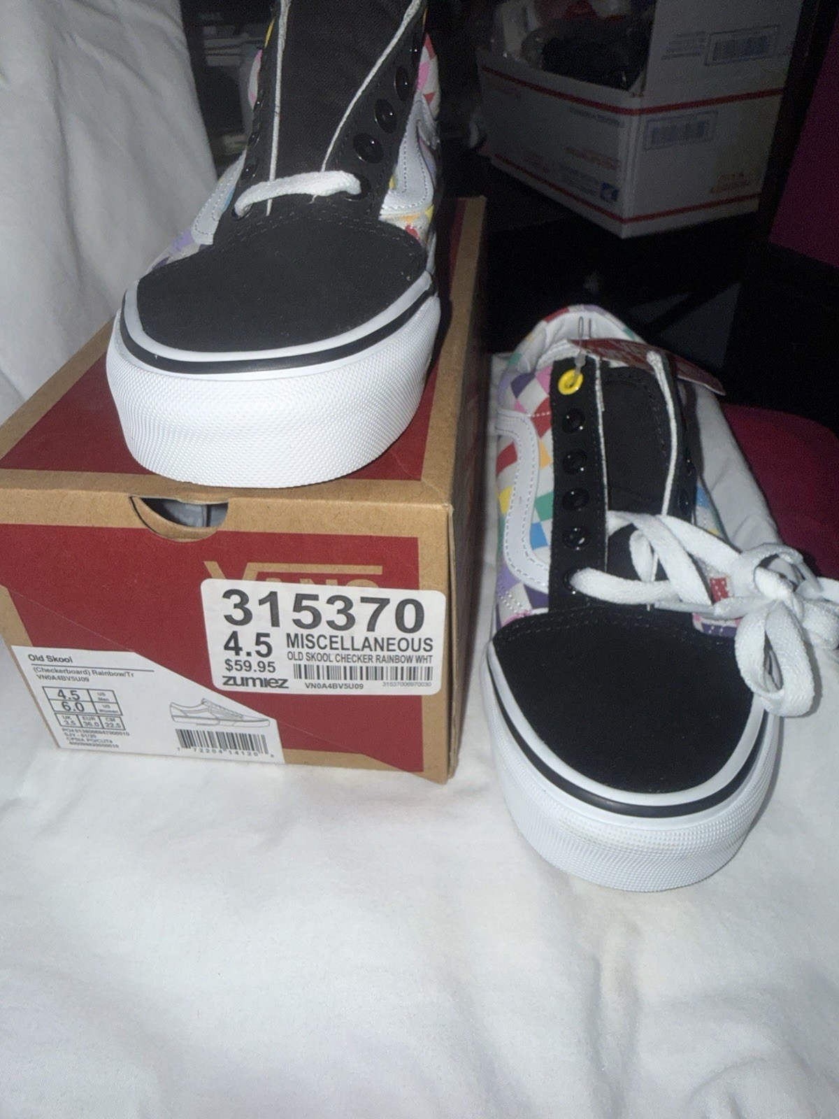 VANS Old Skool Unisex Kids 4.5 Multicolor Checker Low Top Canvas Sneaker