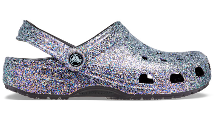 Crocs Black / Multi Classic Glitter Clog Shoes Size 13W/11M
