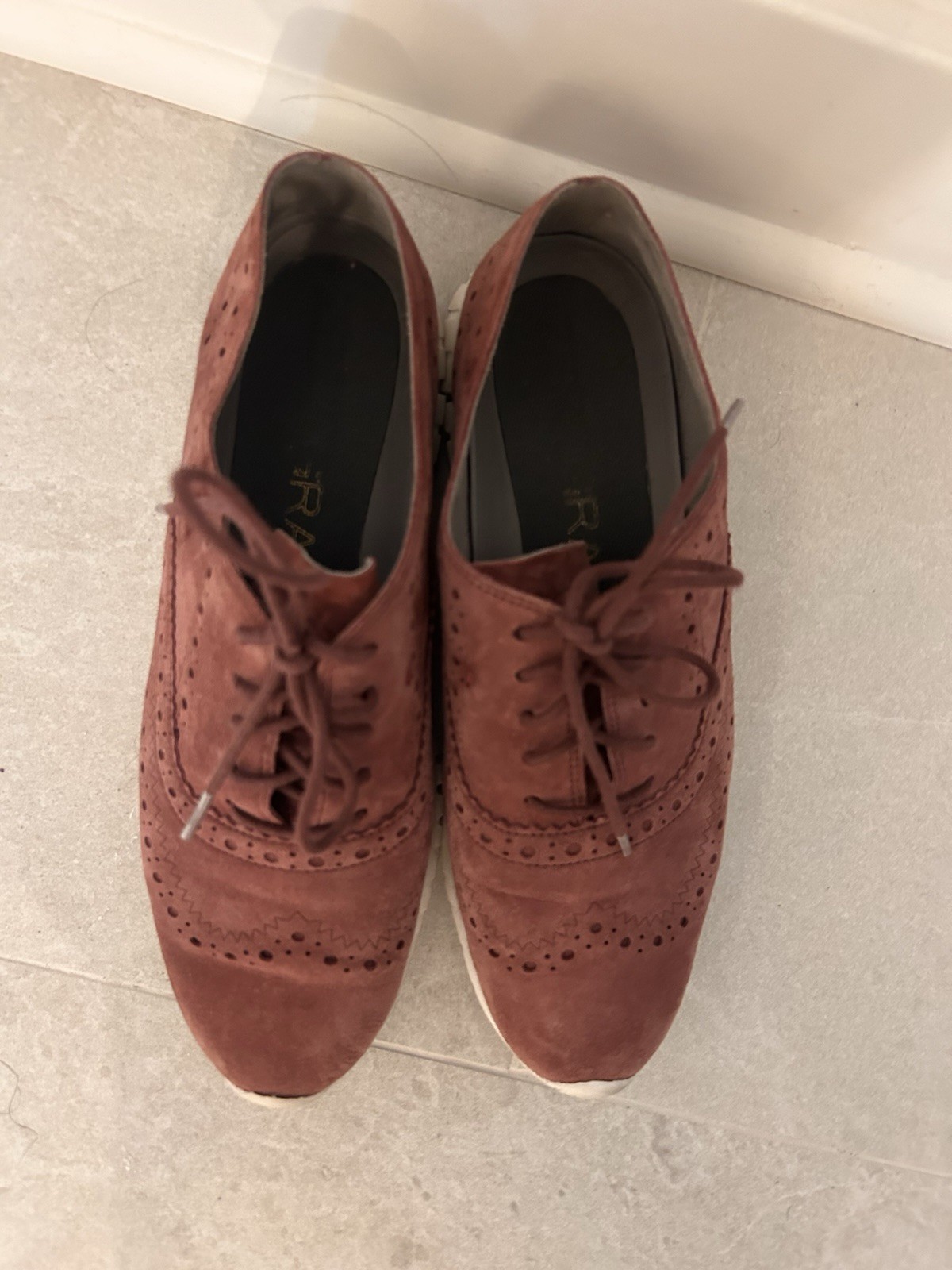 Cole Haan ZeroGrand Wingtip Oxfords Shoes Suede Maroon Red Lightweight Women 7.5