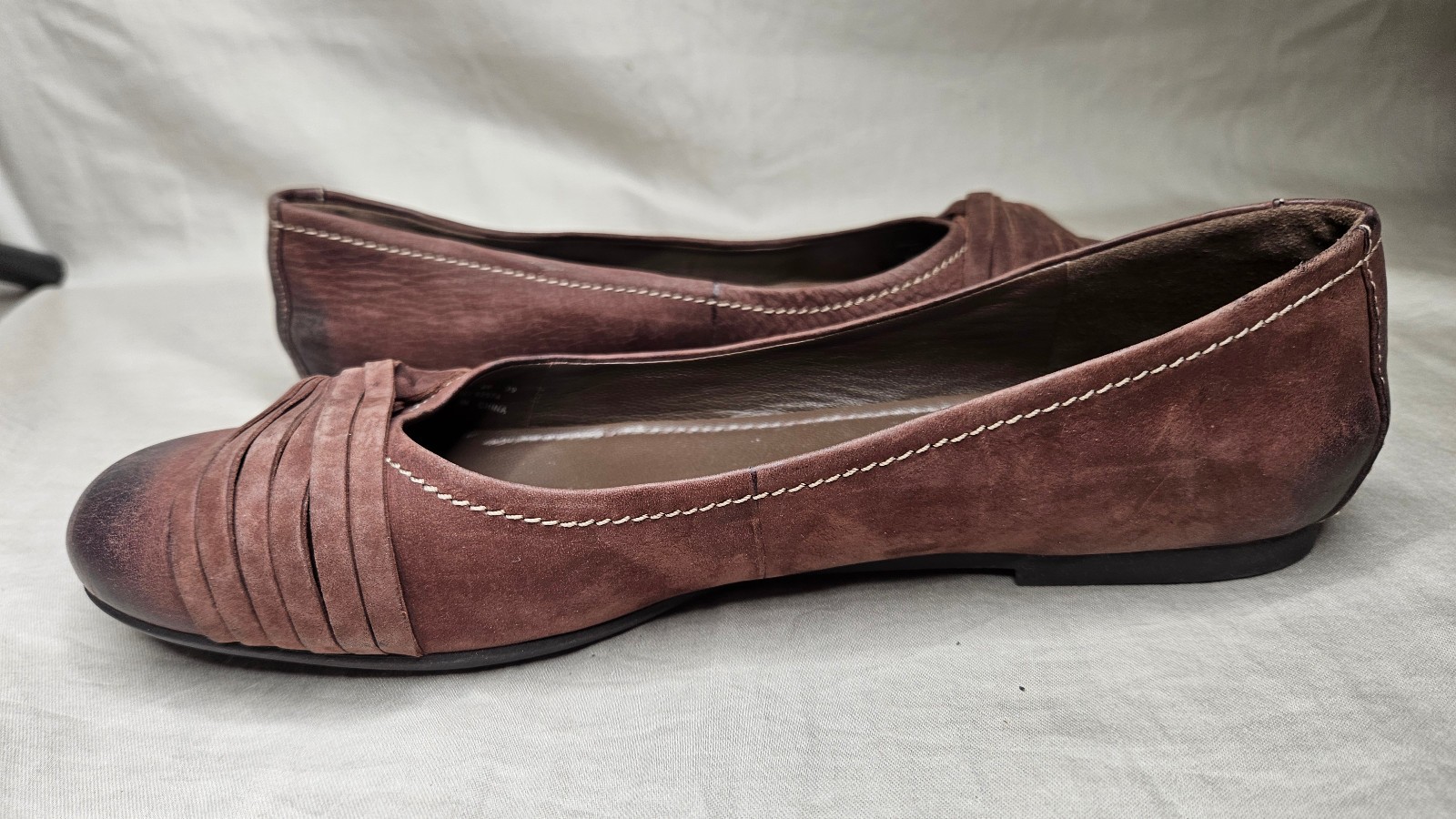 Ecco Ballet Flats Womens SZ US 8 – 8.5 EUR 39 Brown Leather Round Toe Comfort