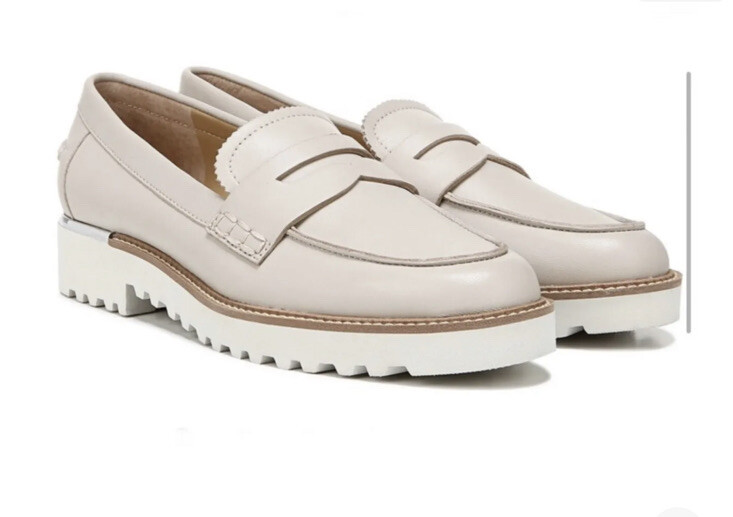 FRANCO SARTO Cedra Womens Size 6.5 / 37 Cream Tan Leather Loafers Shoes Slip On
