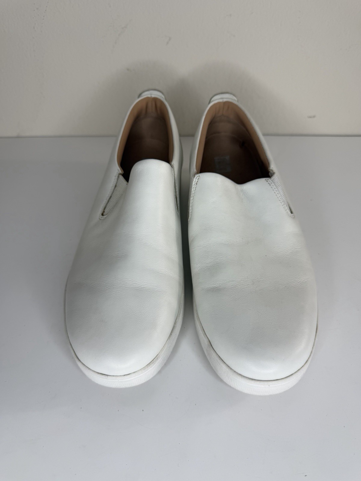 Fitflop Shoes Loafers White Leather Women Size 42 US 10 Comfort Walking Casual