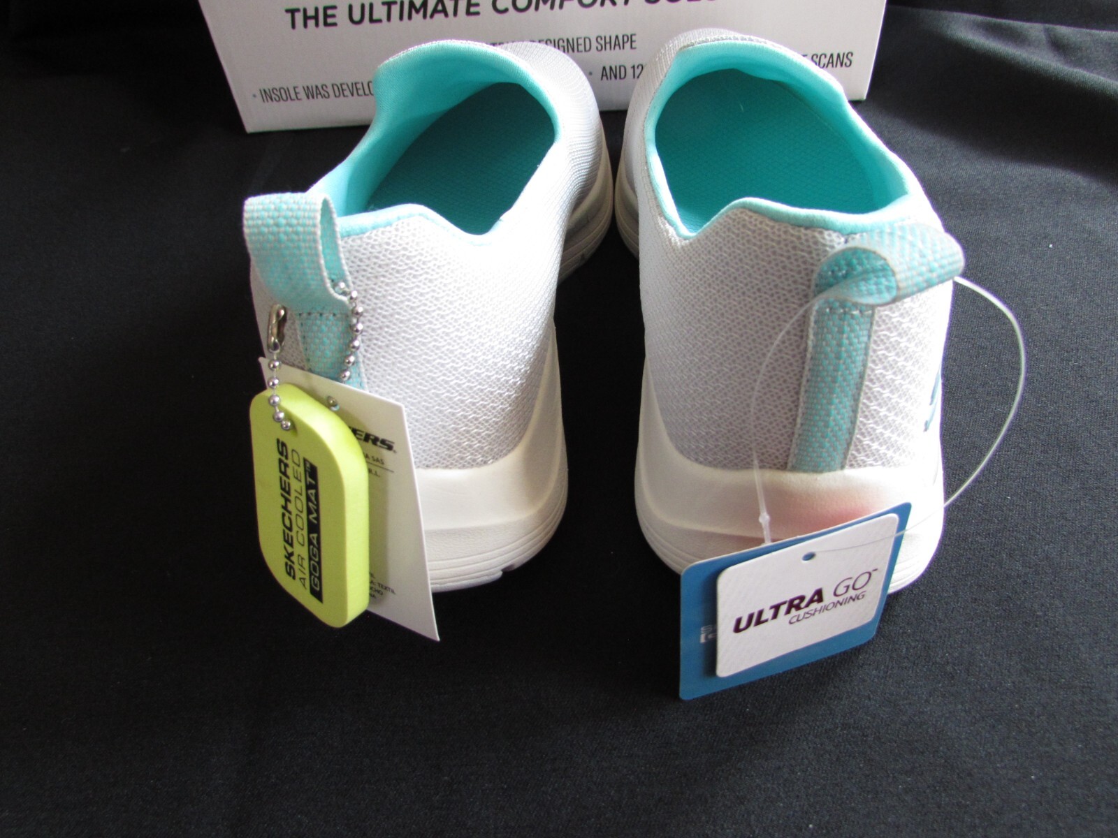 Skechers Ladies’ Arch Comfort Athletic Slip On Shoe Gray/Teal Synthetic Size 7.0
