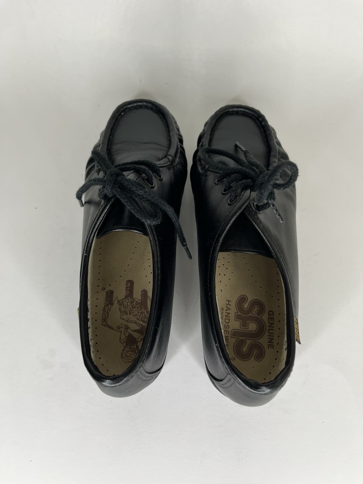 SAS Handsewn Shoes Moc Toes Lace Up Women Size 5M Black Leather USA