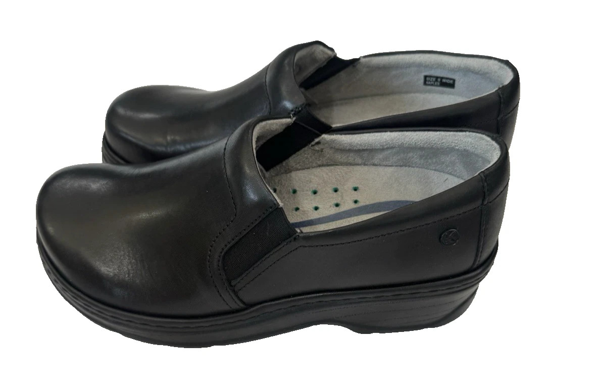 Klogs Naples Womens Black Leather Slip Resistant Nursing Clogs Shoes Size 8.5 Wi