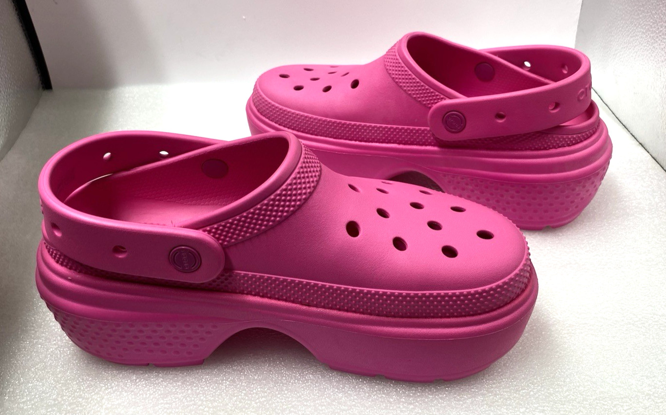 Crocs Unisex Pink Crush Durable Croslite Platform Clogs Size 7/9