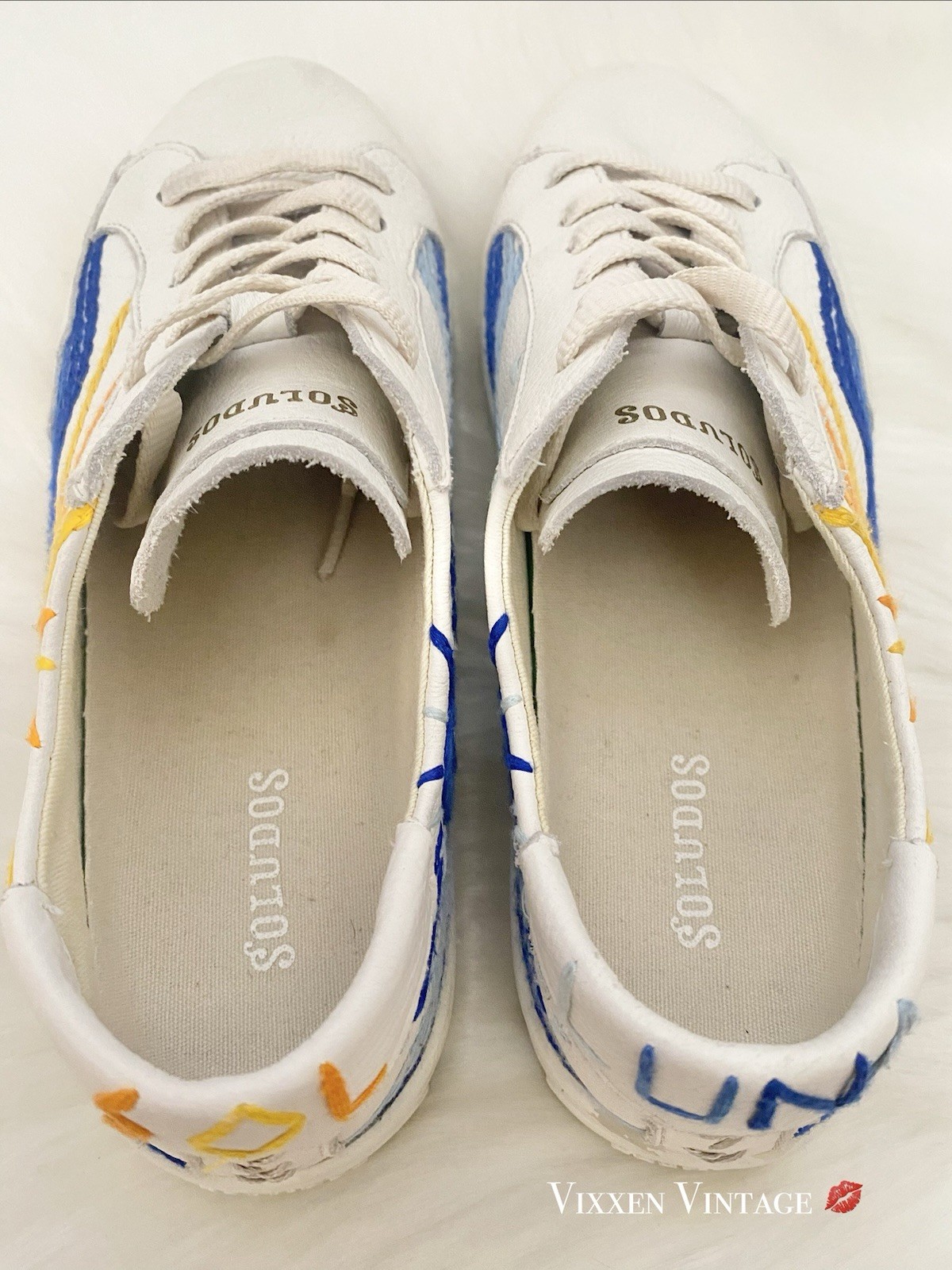 SOLUDOS LEATHER ‘THE SUNRISE SUNSET CLASSIC SNEAKER’ IN OASIS WHITE MULTI $159